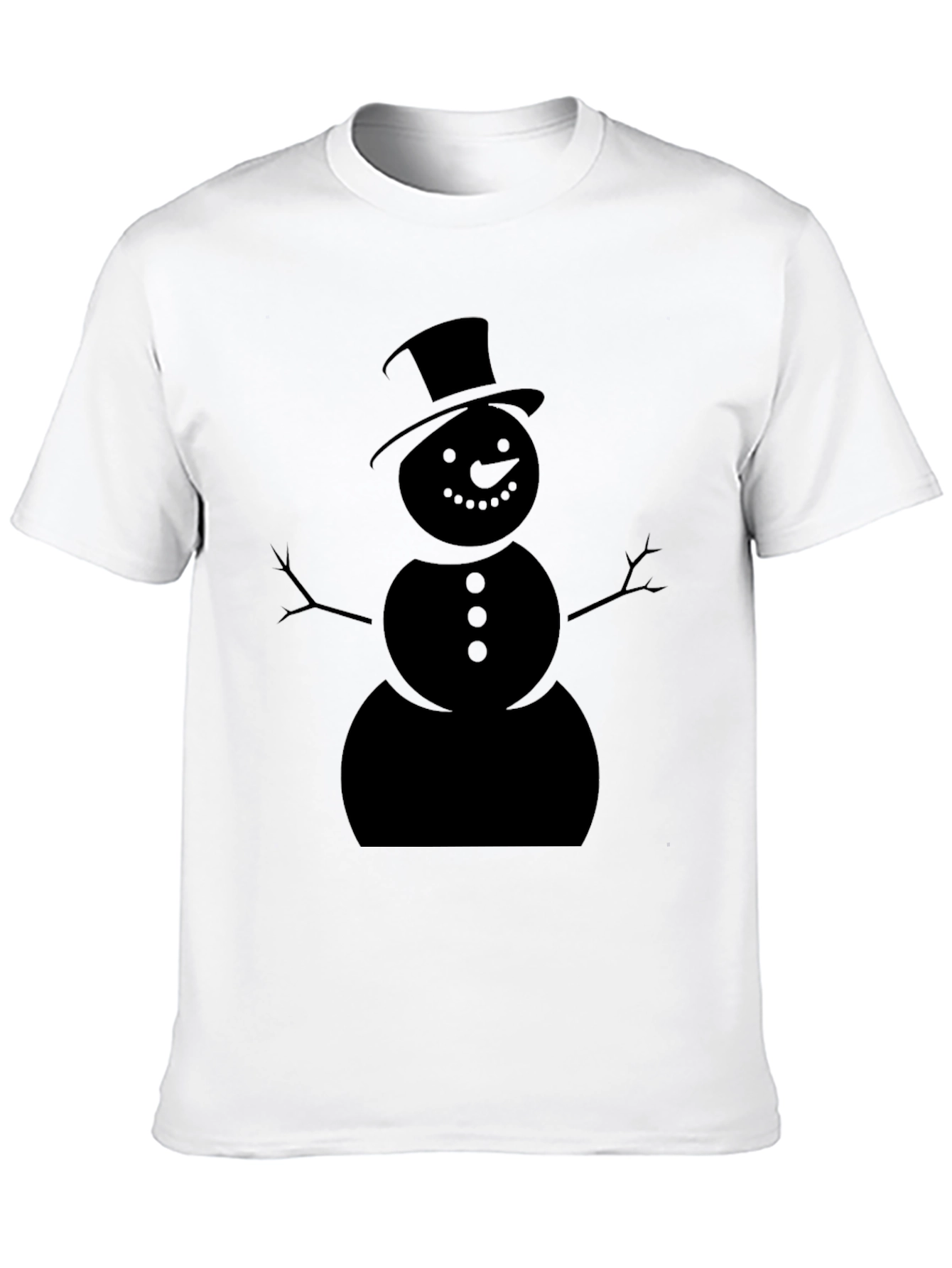 Festive Snowman Graphic Tee - Black