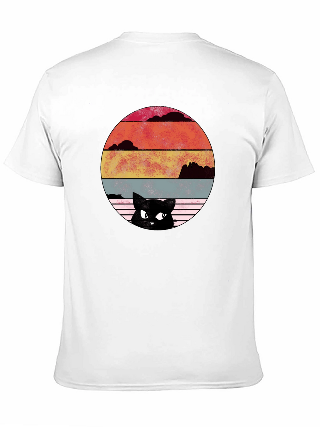 Retro Cat Sunset Graphic T-Shirt