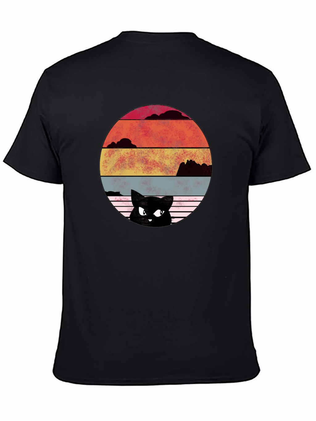 Retro Cat Sunset Graphic T-Shirt