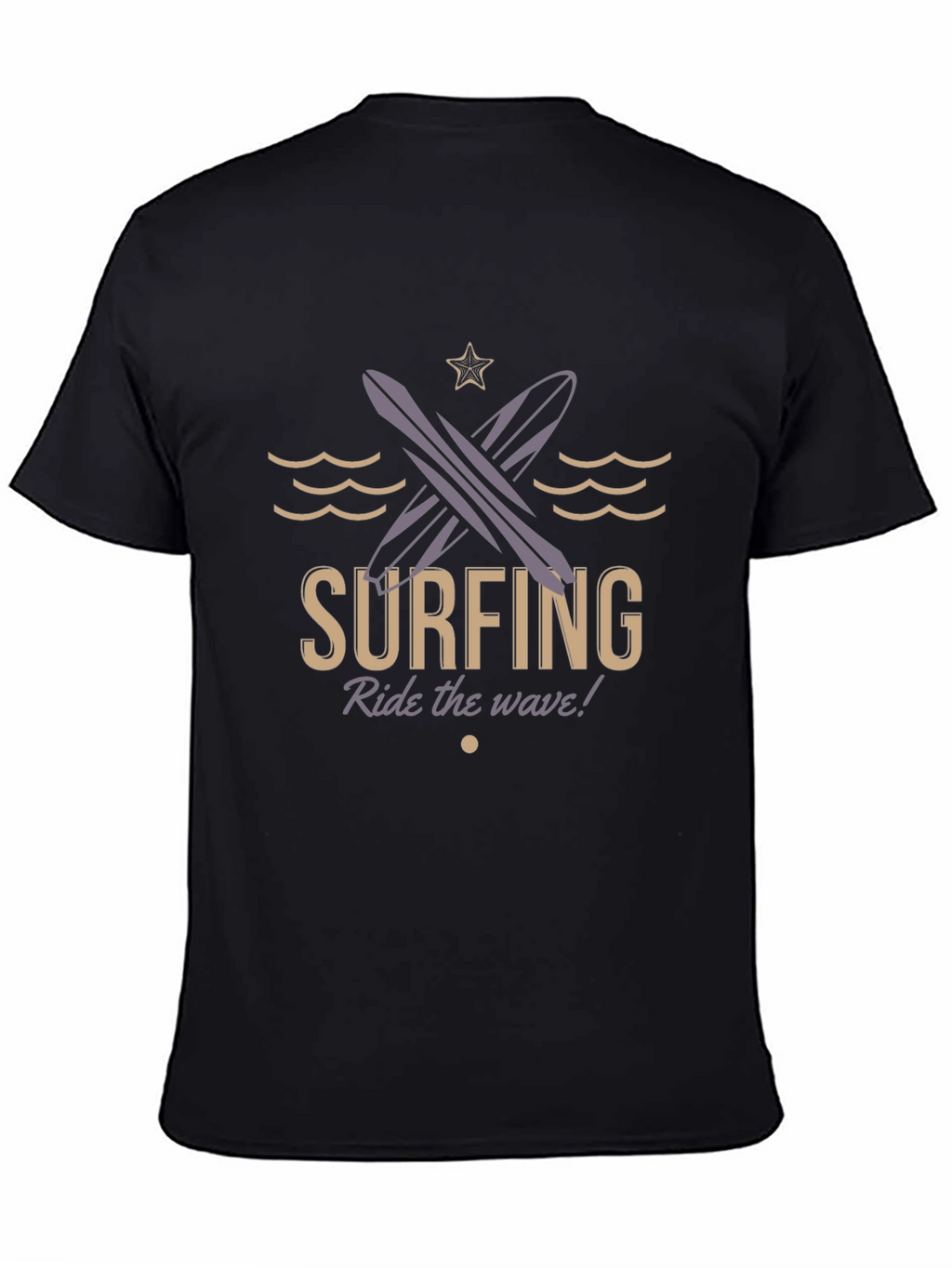 Surfing Ride the Wave Black T-Shirt