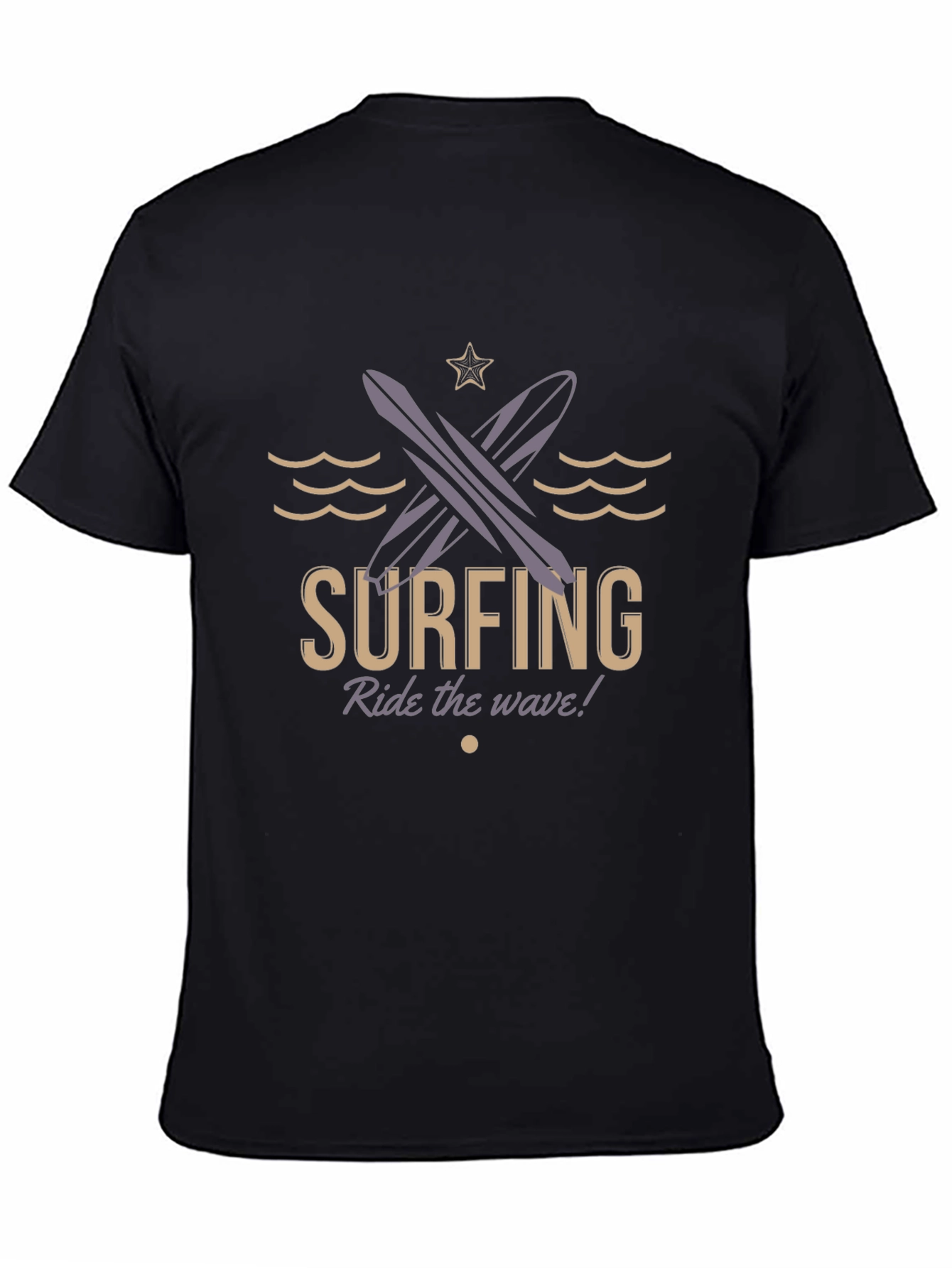 Surfing Ride the Wave Black T-Shirt
