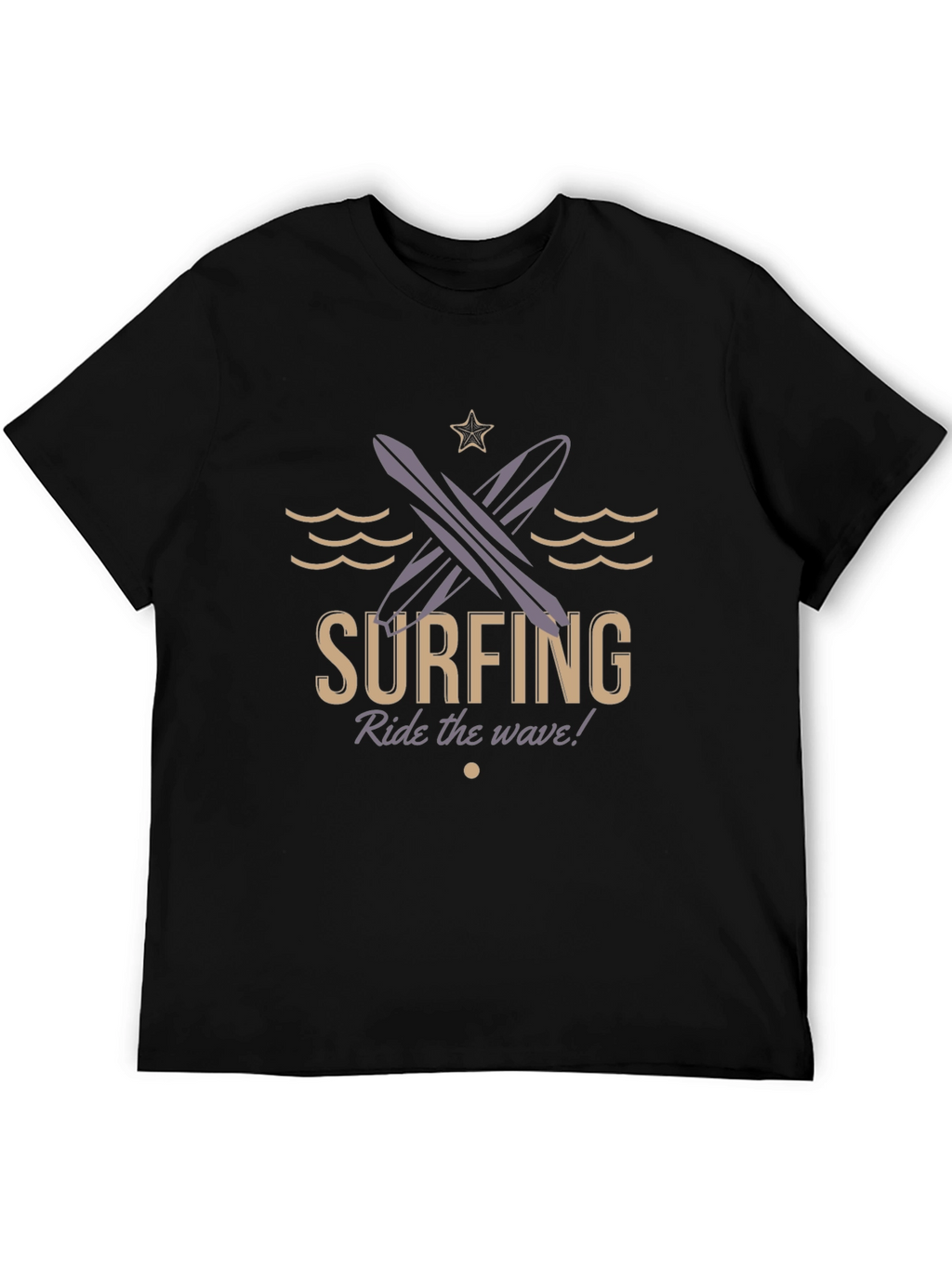 Surfing Ride the Wave Black T-Shirt