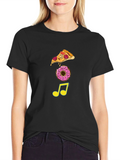 Pizza Donut Music Note Graphic Tee