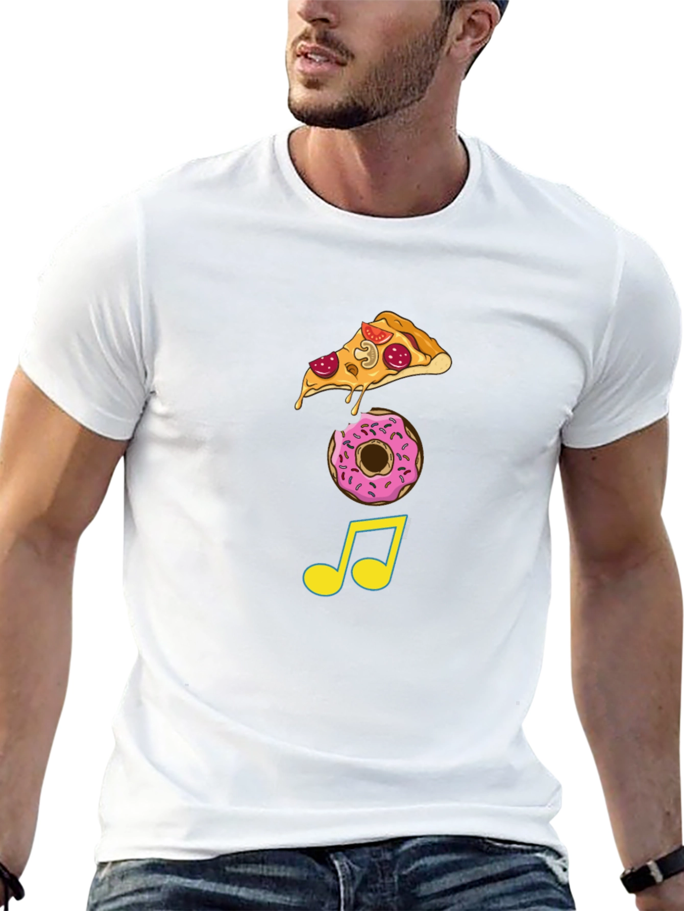 Pizza Donut Music Note Graphic Tee