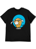 Cartoon Bull Graphic Tee - Stylish Mens Black T-Shirt