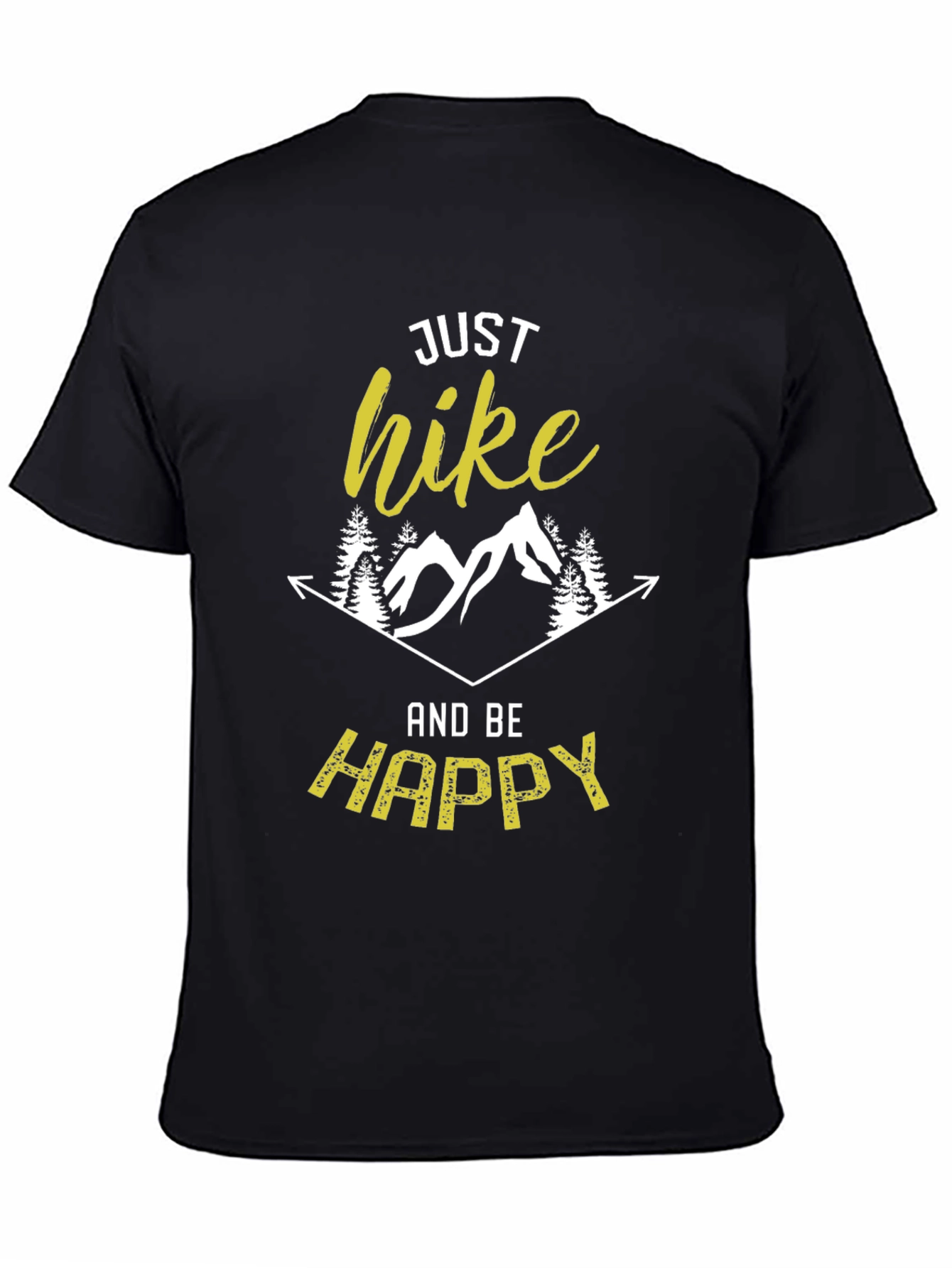 Just Hike and Be Happy Black Graphic Tee