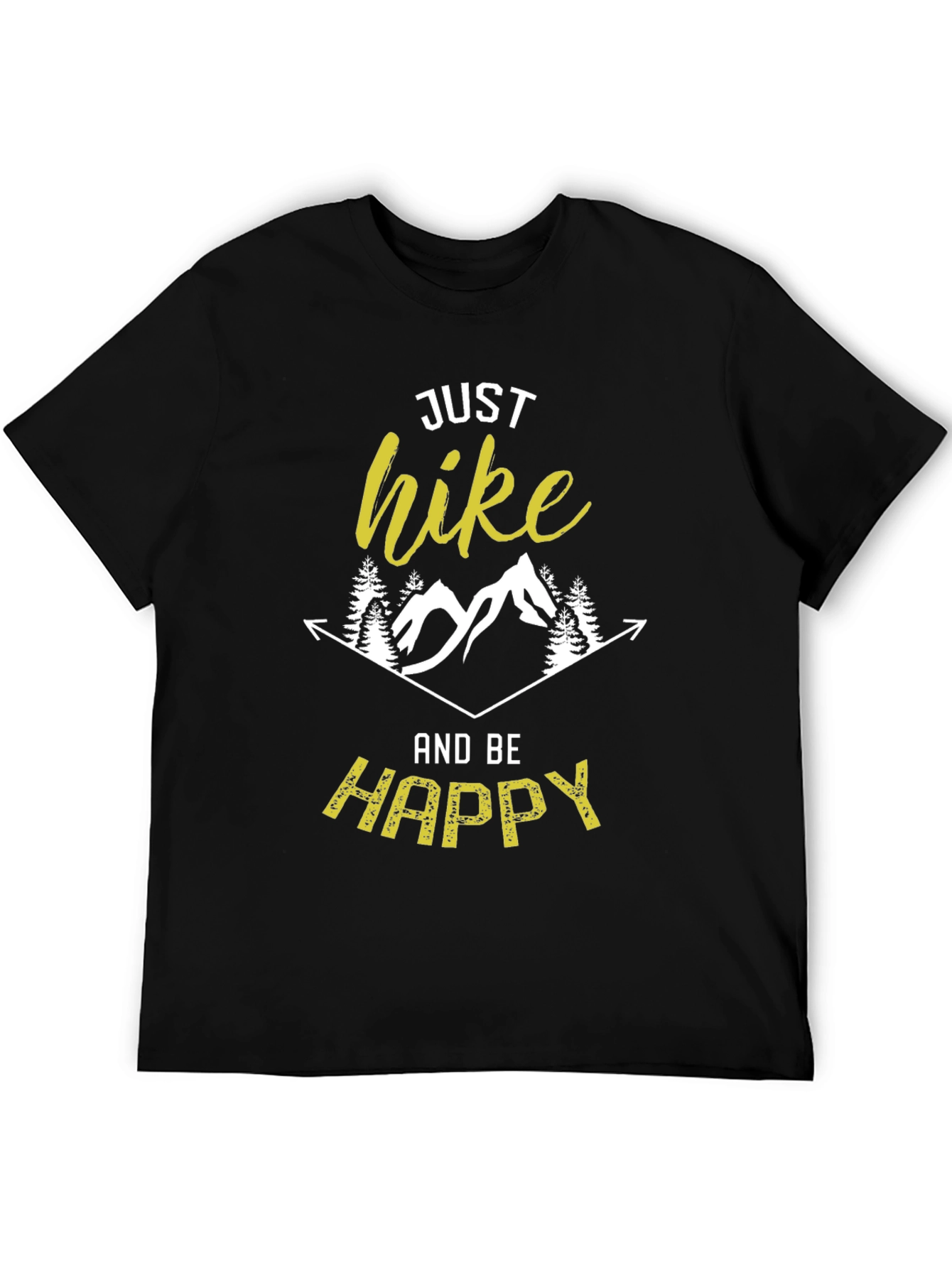 Just Hike and Be Happy Black Graphic Tee