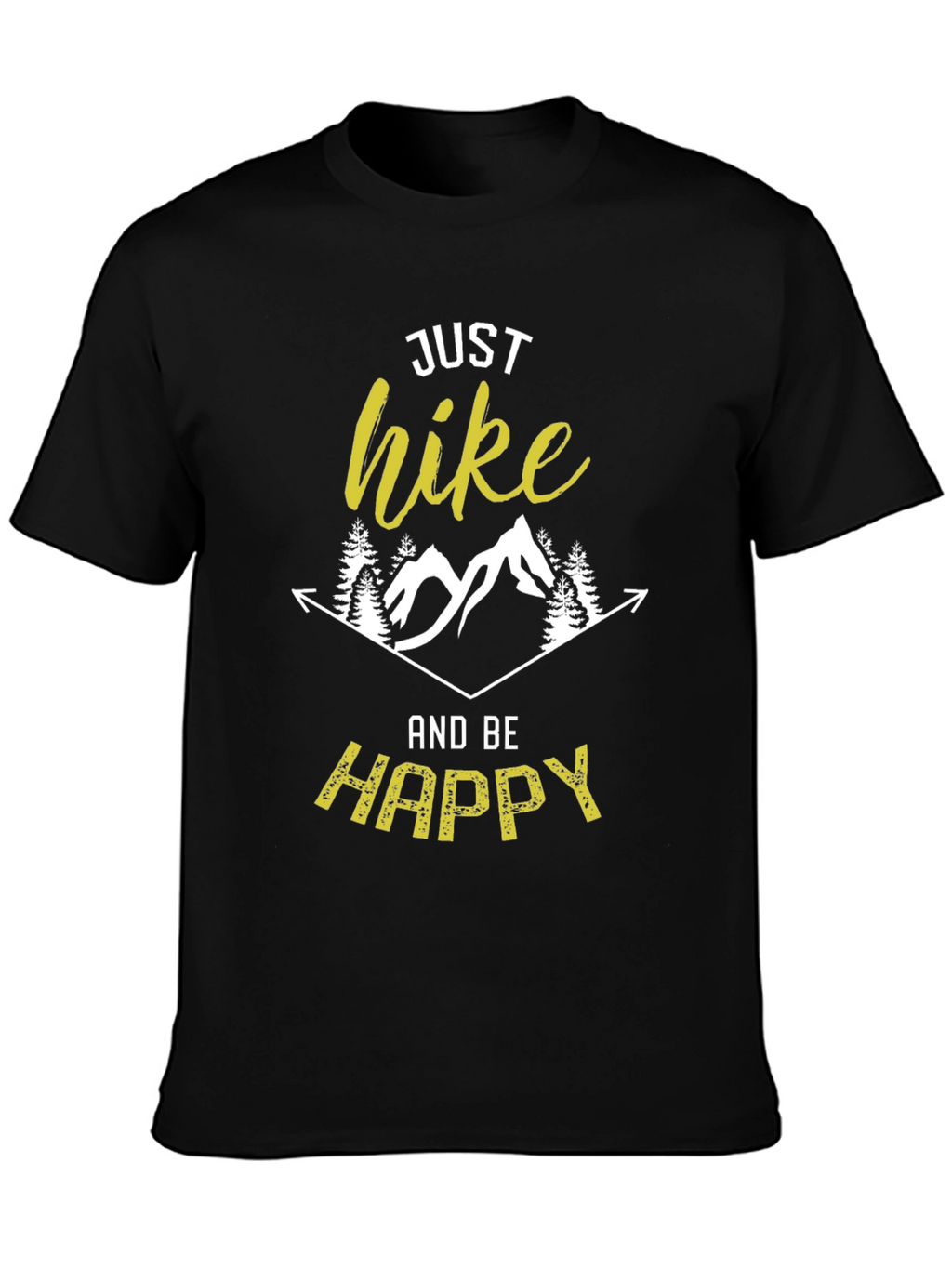 Just Hike and Be Happy Black Graphic Tee