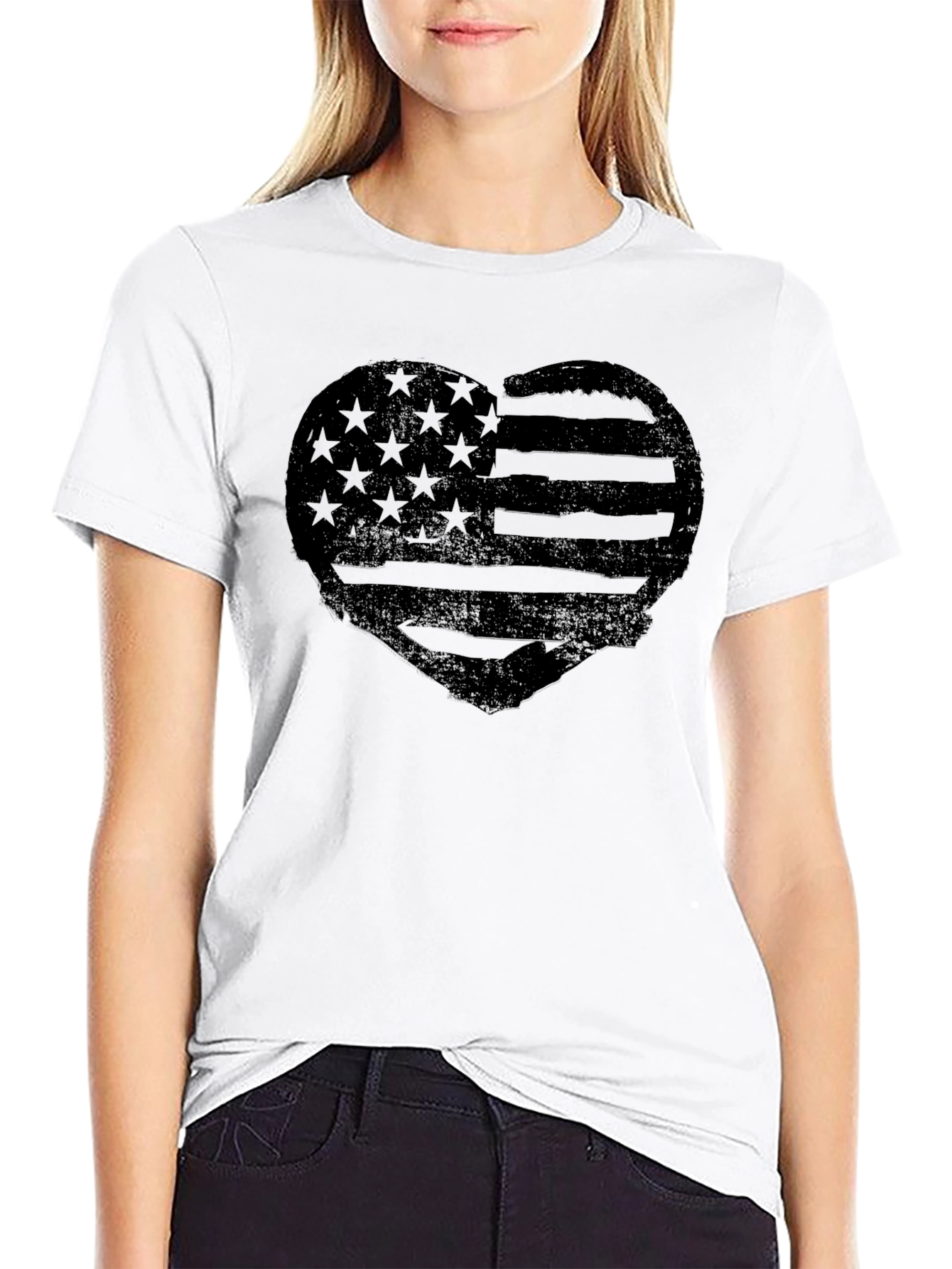 American Flag Heart T-Shirt - Patriotic Tee