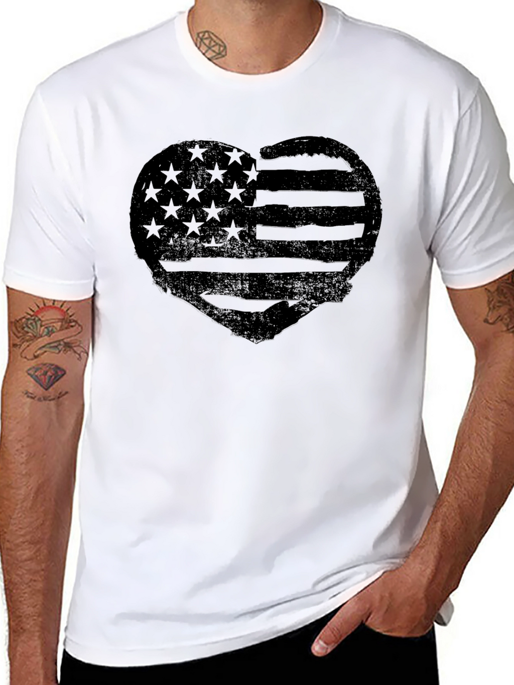 American Flag Heart T-Shirt - Patriotic Tee