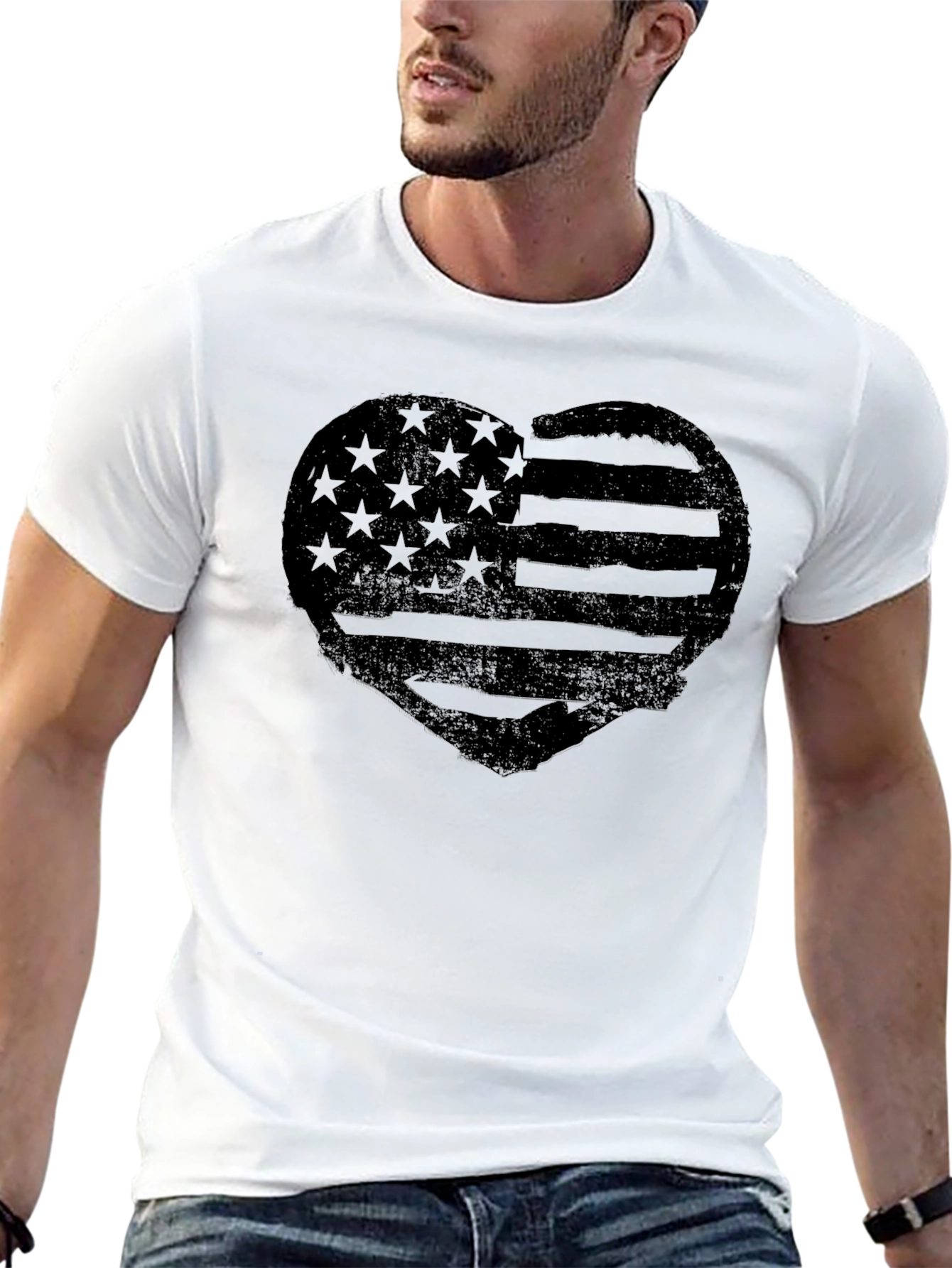 American Flag Heart T-Shirt - Patriotic Tee