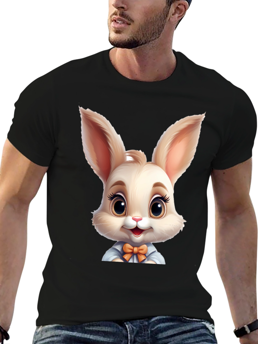 Cute Cartoon Easter Bunny Graphic T-Shirt