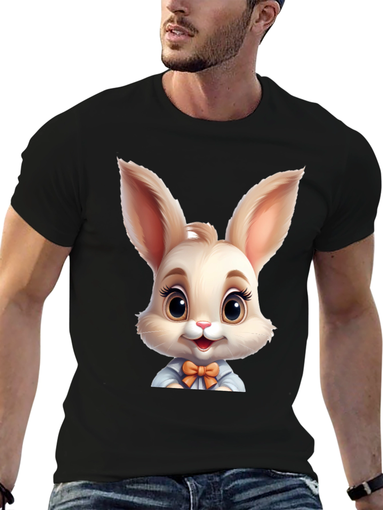 Cute Cartoon Easter Bunny Graphic T-Shirt