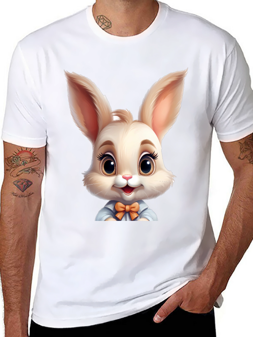 Cute Cartoon Easter Bunny Graphic T-Shirt