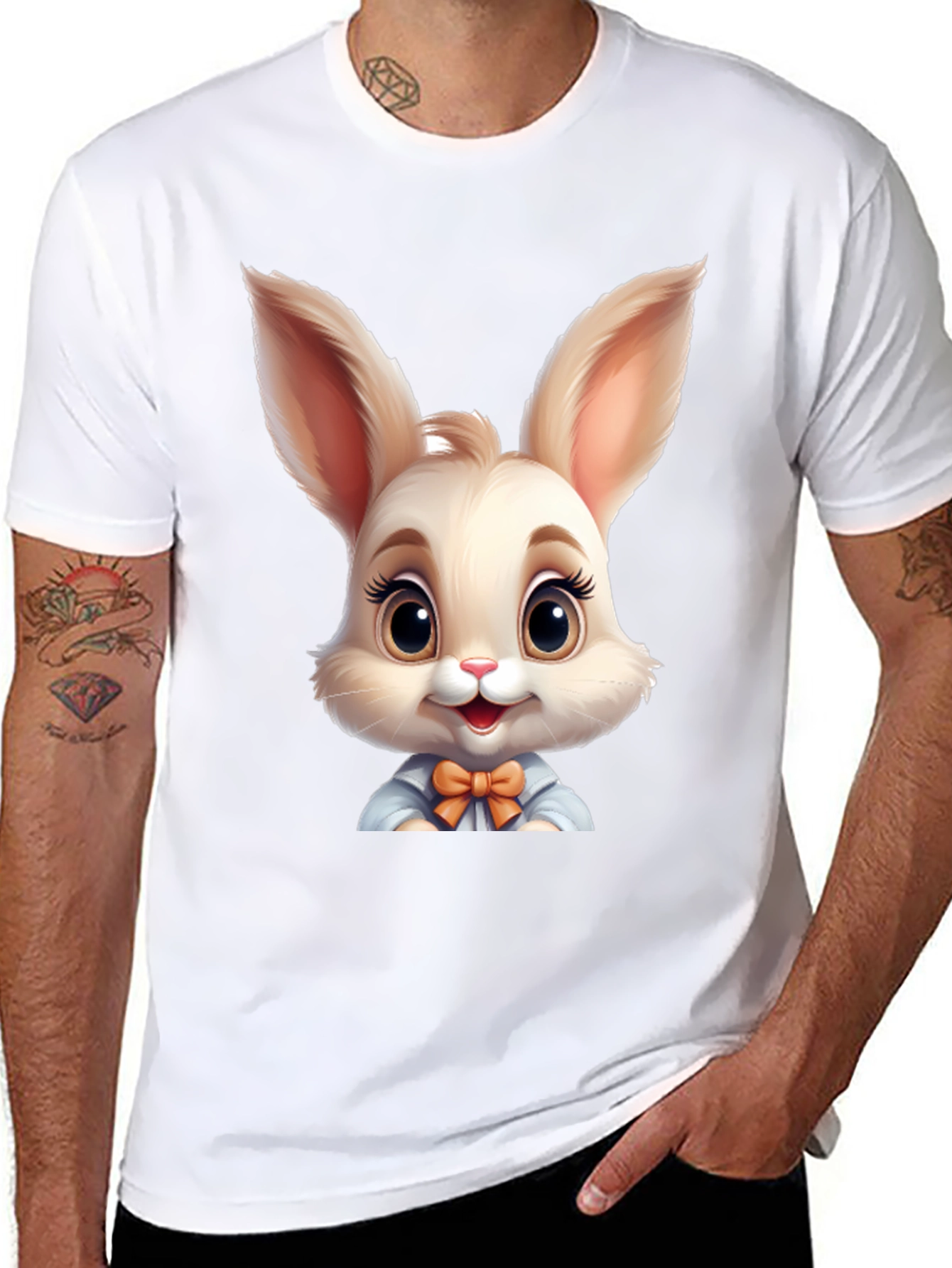 Cute Cartoon Easter Bunny Graphic T-Shirt
