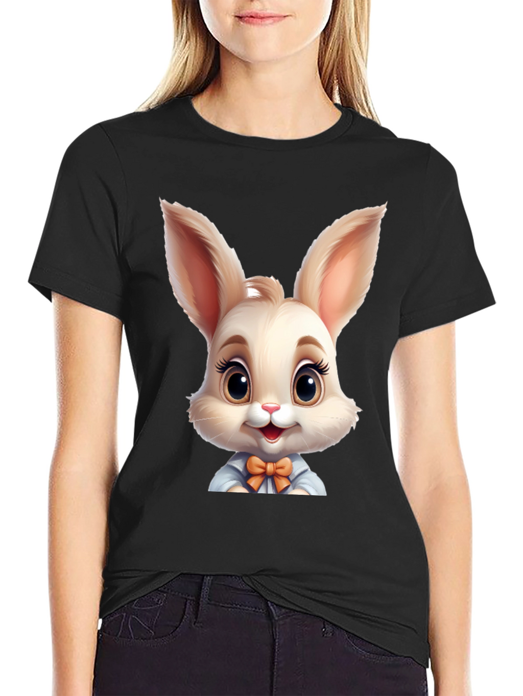 Cute Cartoon Easter Bunny Graphic T-Shirt