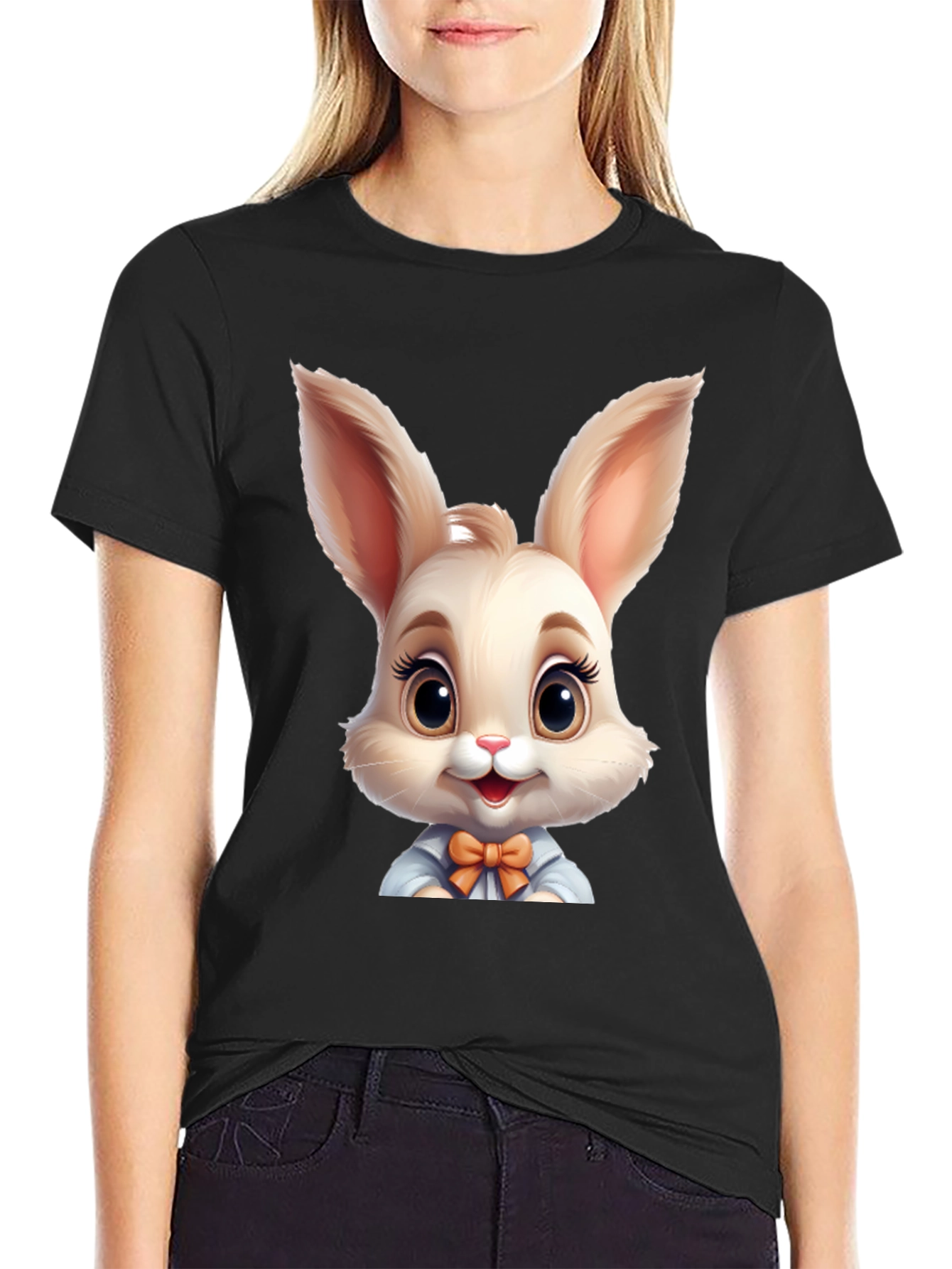 Cute Cartoon Easter Bunny Graphic T-Shirt