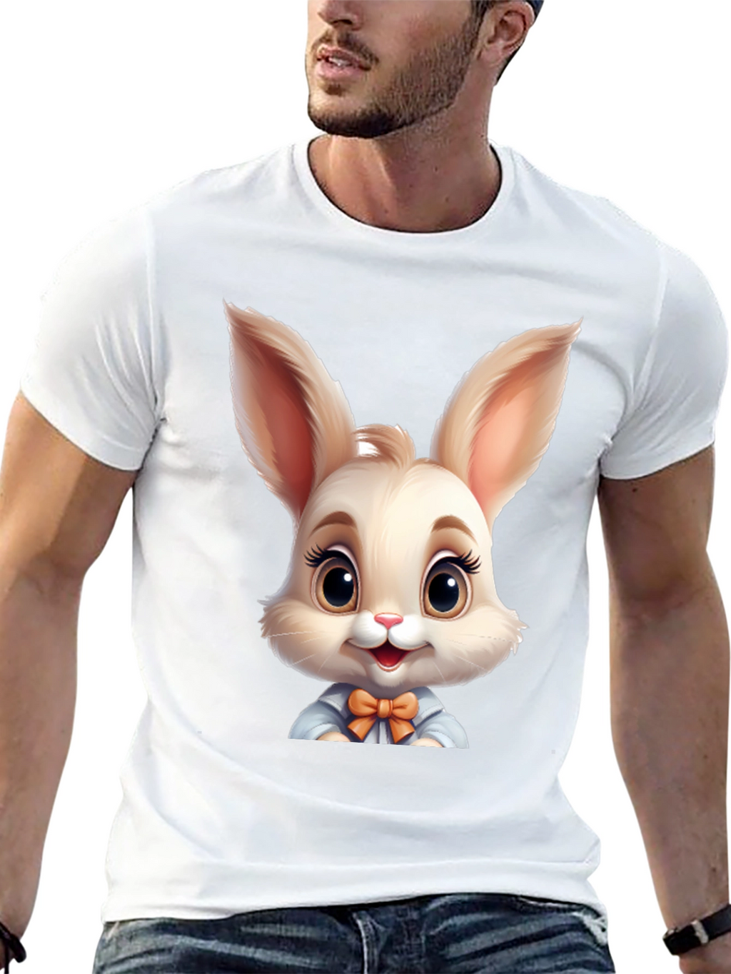 Cute Cartoon Easter Bunny Graphic T-Shirt