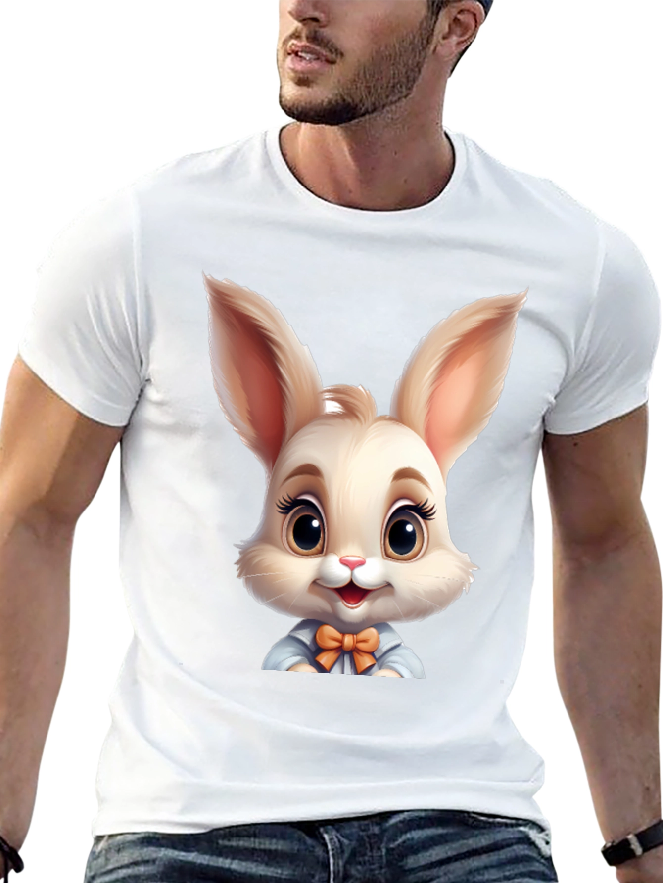 Cute Cartoon Easter Bunny Graphic T-Shirt