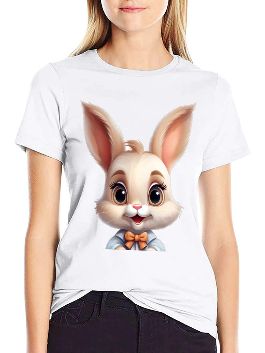 Cute Cartoon Easter Bunny Graphic T-Shirt