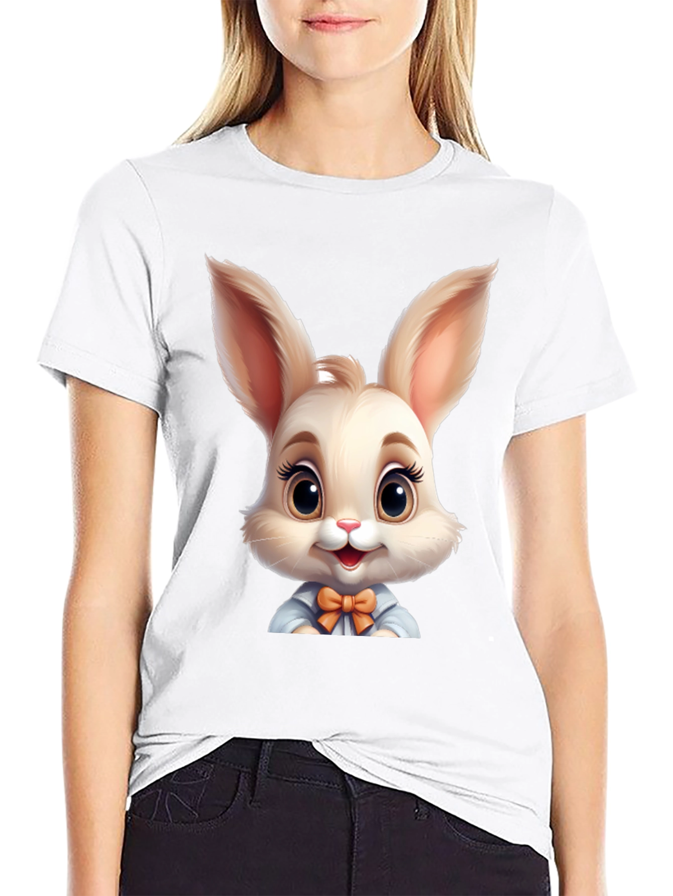 Cute Cartoon Easter Bunny Graphic T-Shirt