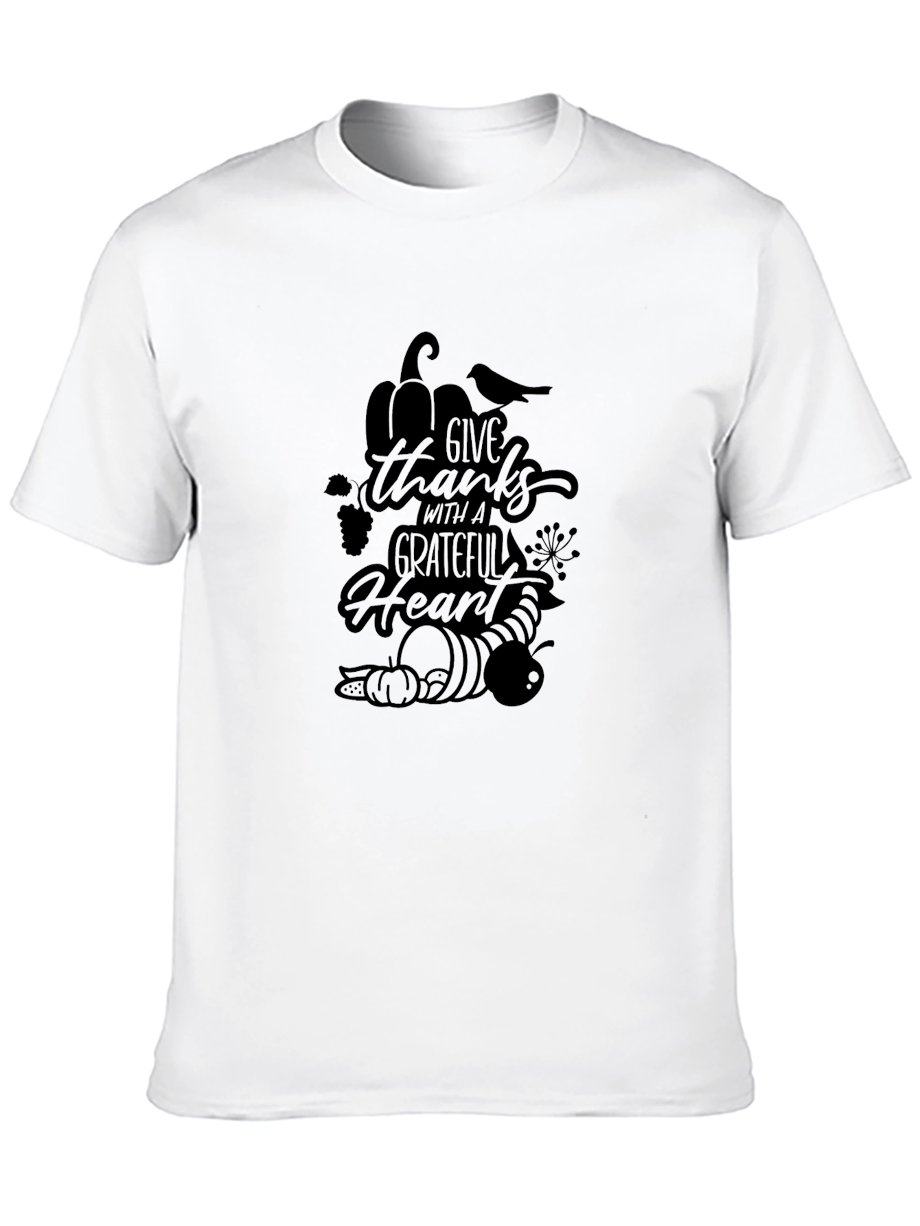 Give Thanks Grateful Heart Black T-Shirt