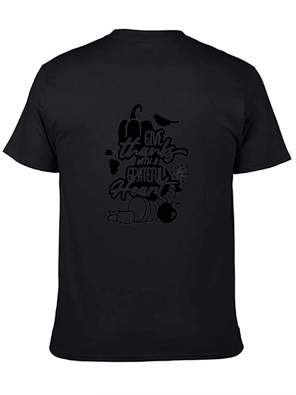 Give Thanks Grateful Heart Black T-Shirt