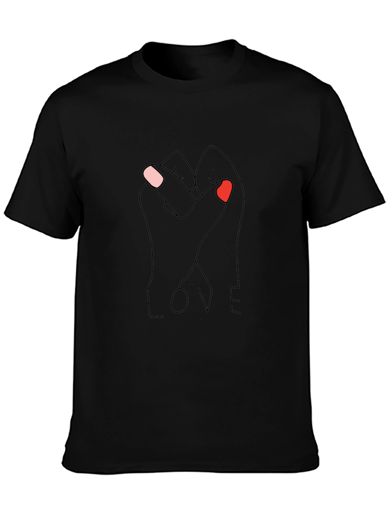 LOVE Intertwined Hands Graphic Tee - Black