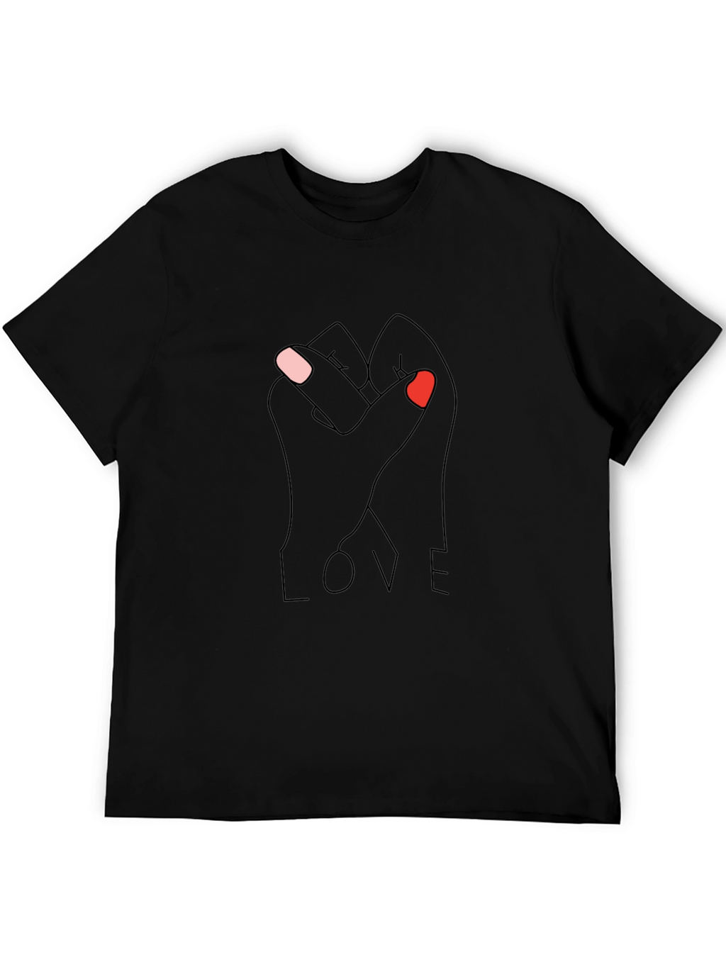 LOVE Intertwined Hands Graphic Tee - Black