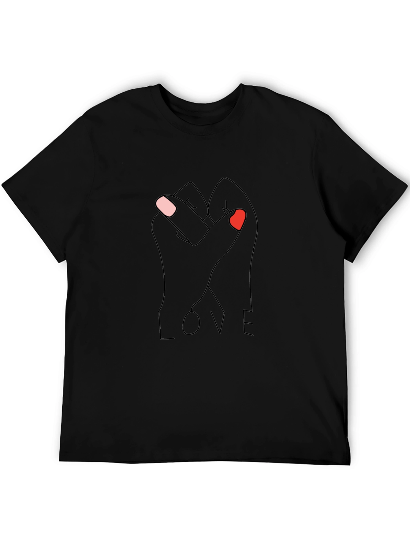 LOVE Intertwined Hands Graphic Tee - Black