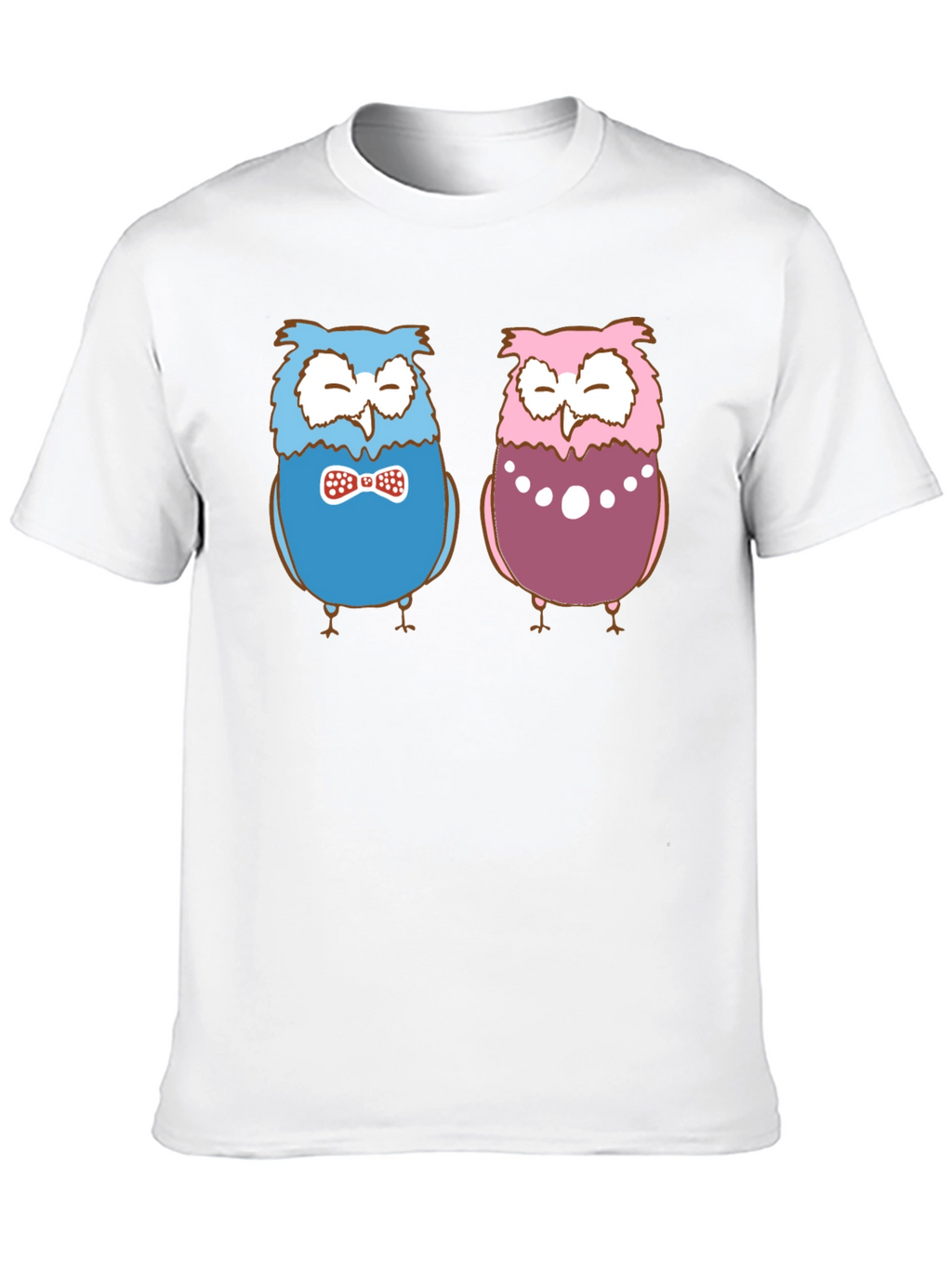 Owl Couple Graphic Black T-Shirt