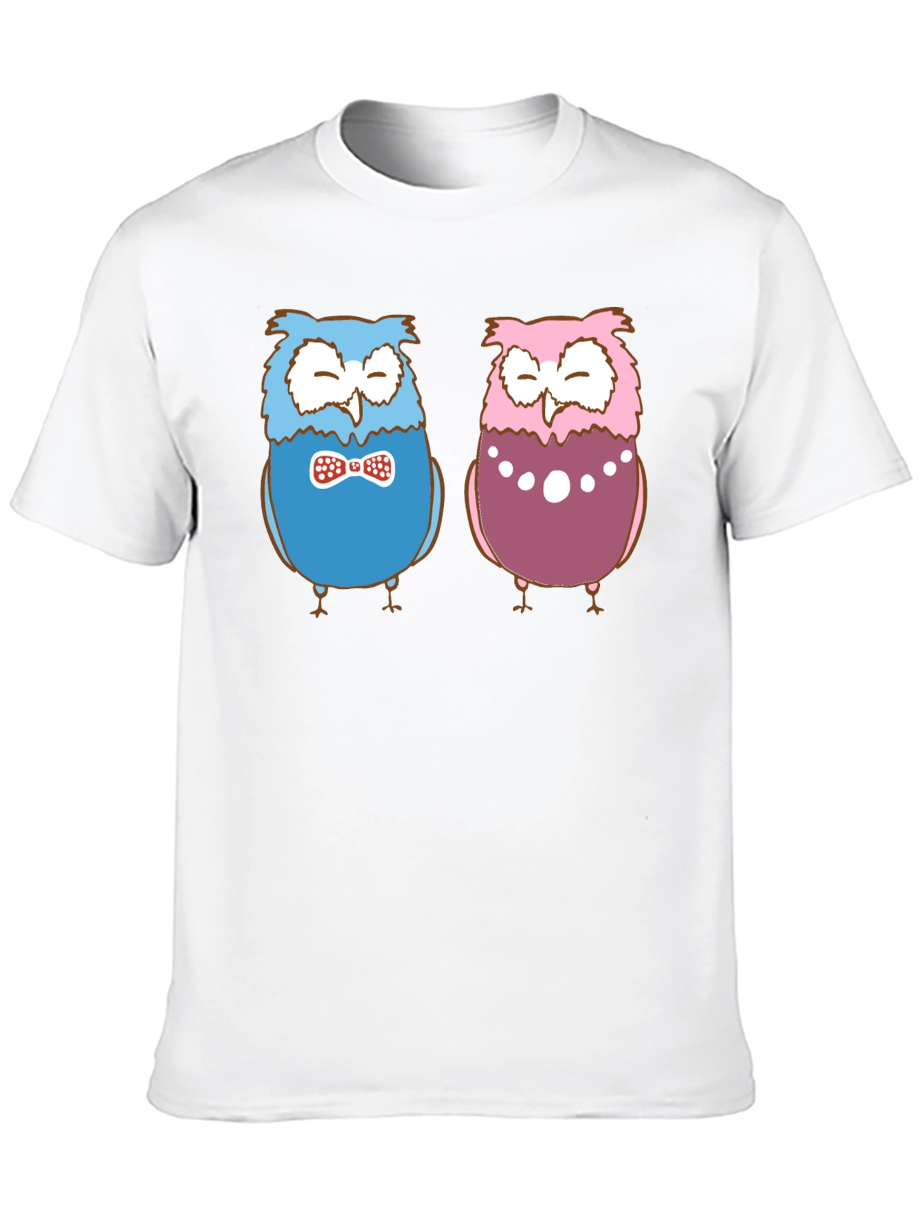 Owl Couple Graphic Black T-Shirt
