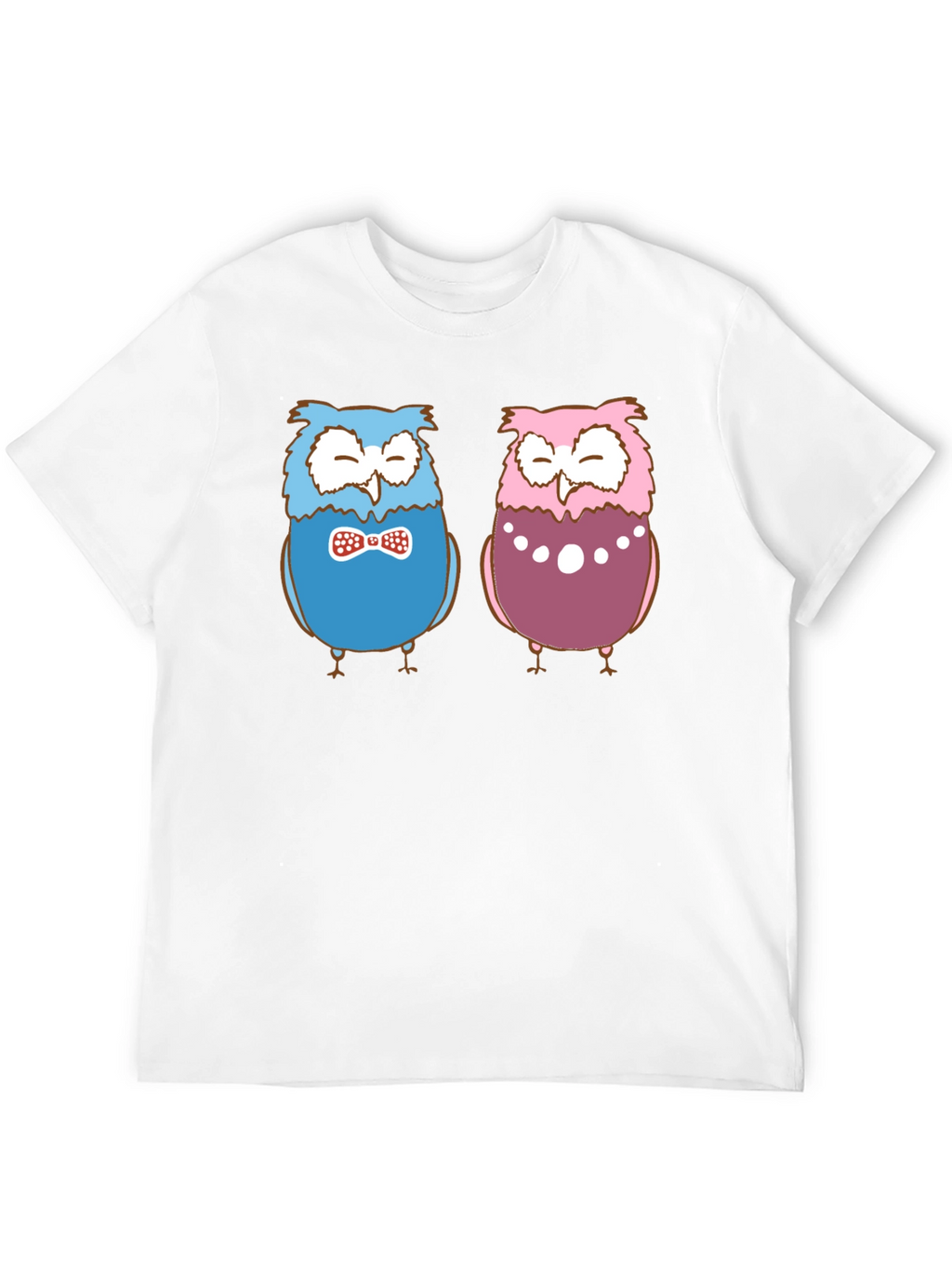 Owl Couple Graphic Black T-Shirt