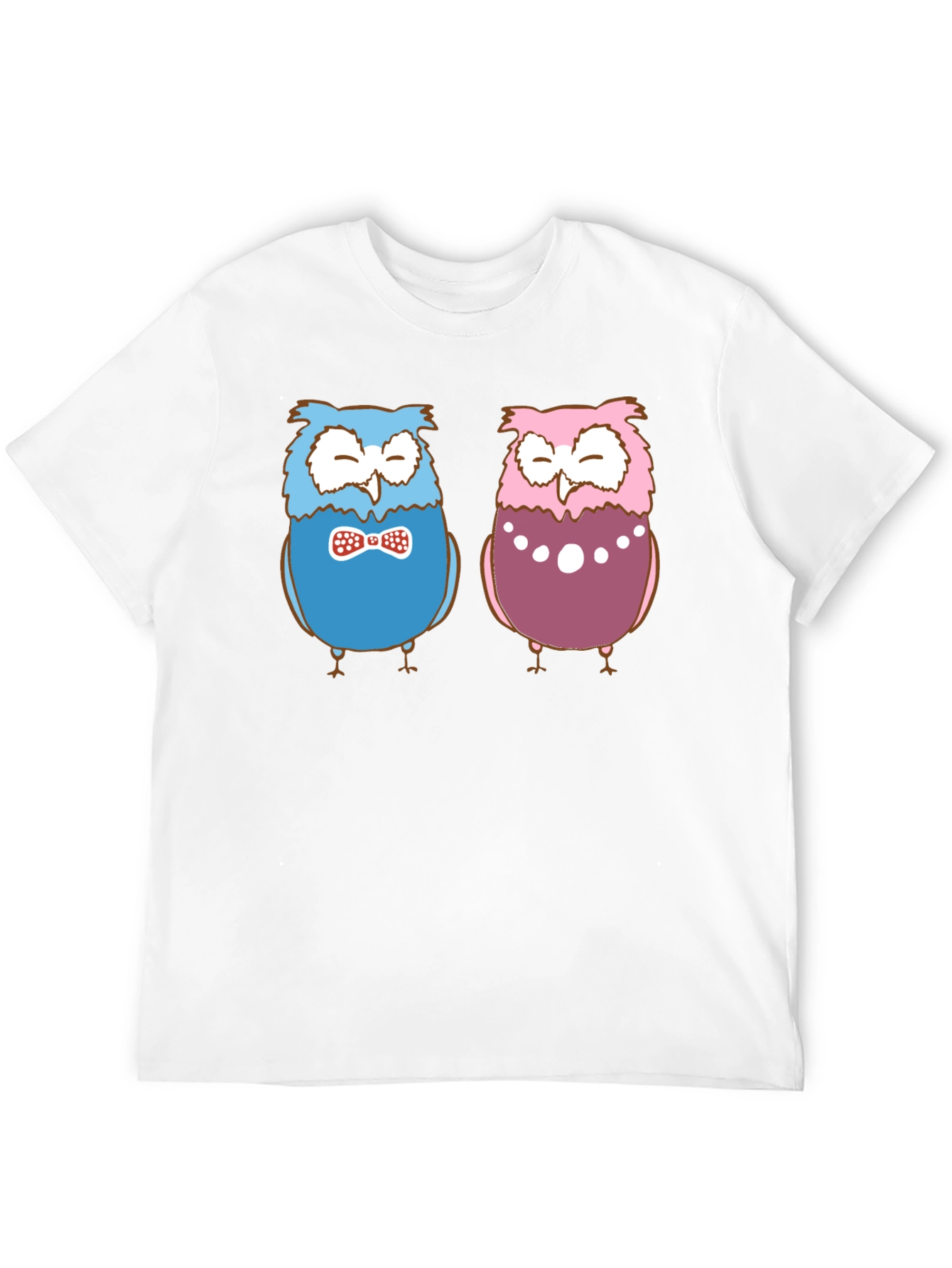 Owl Couple Graphic Black T-Shirt