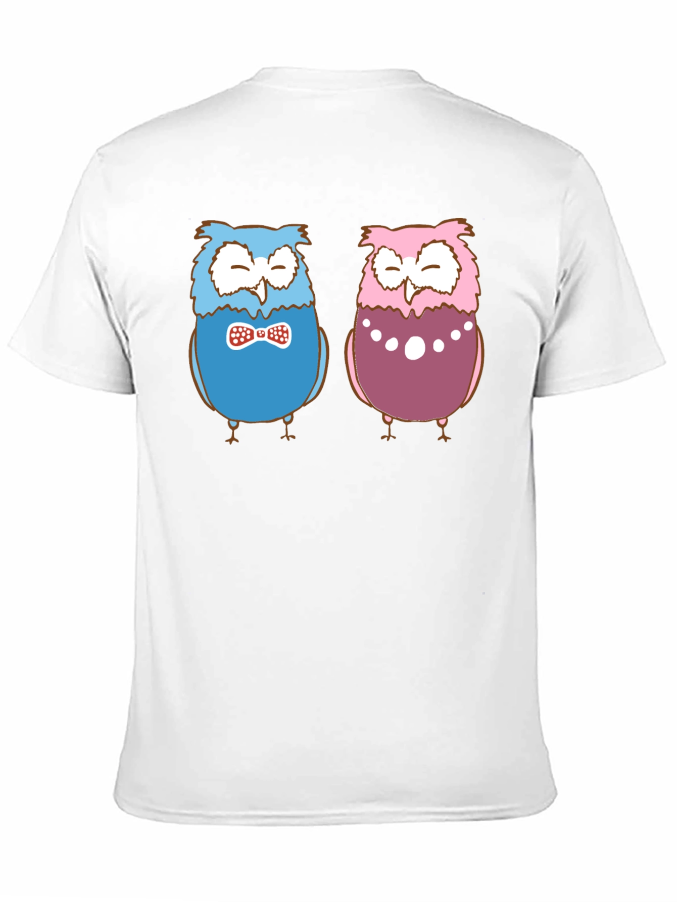 Owl Couple Graphic Black T-Shirt