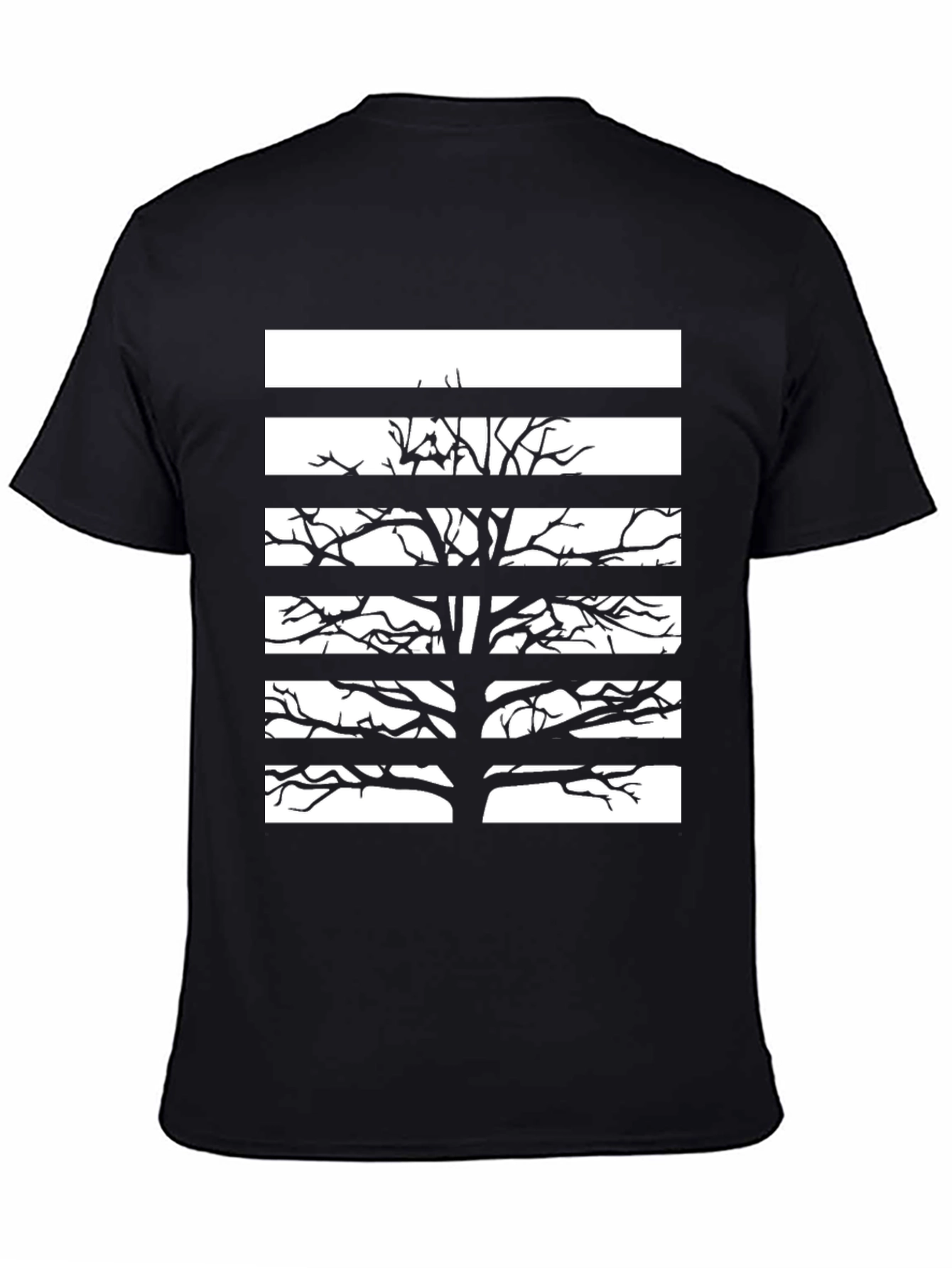 Stripped Tree Graphic Tee - Black