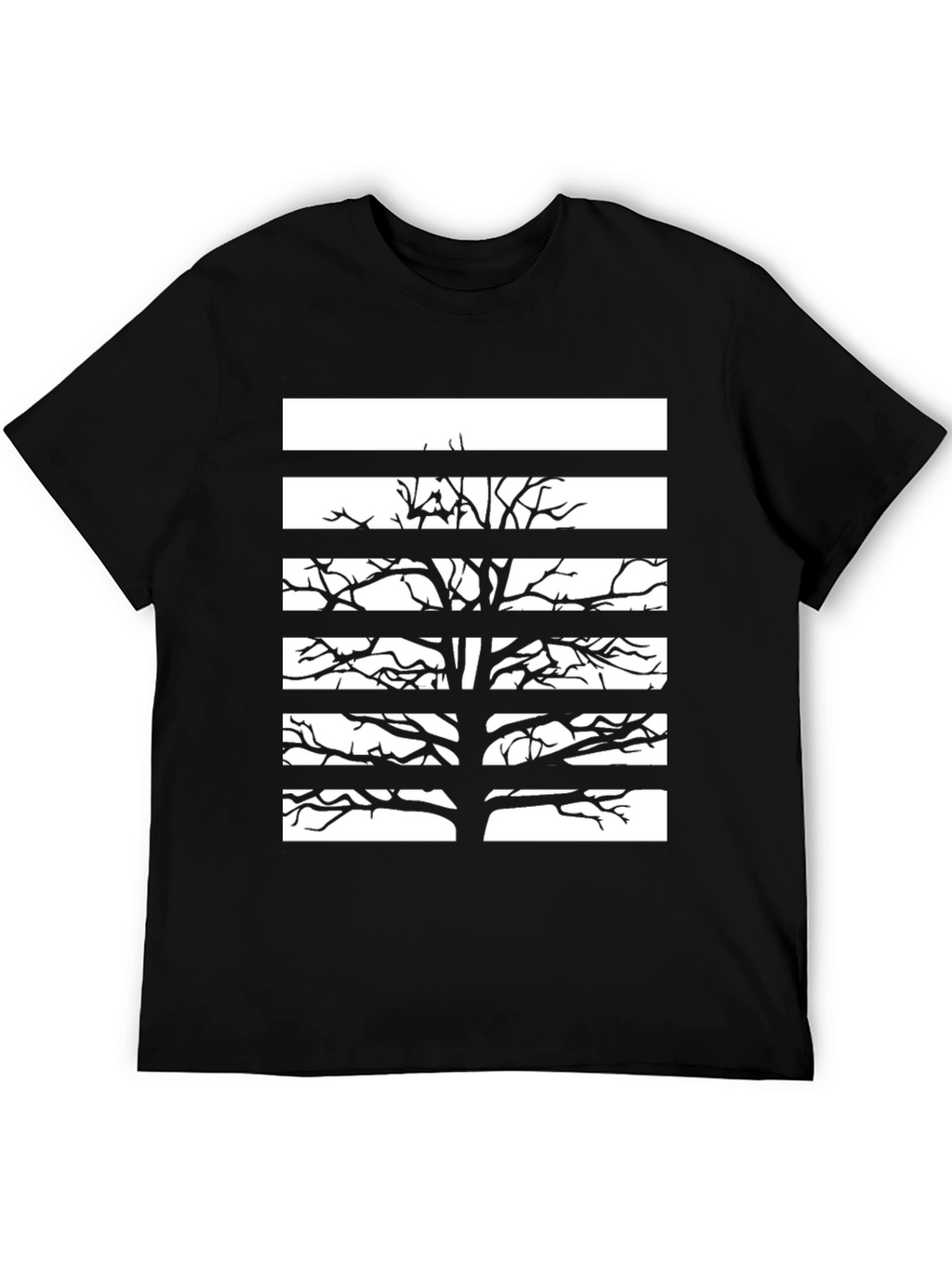 Stripped Tree Graphic Tee - Black