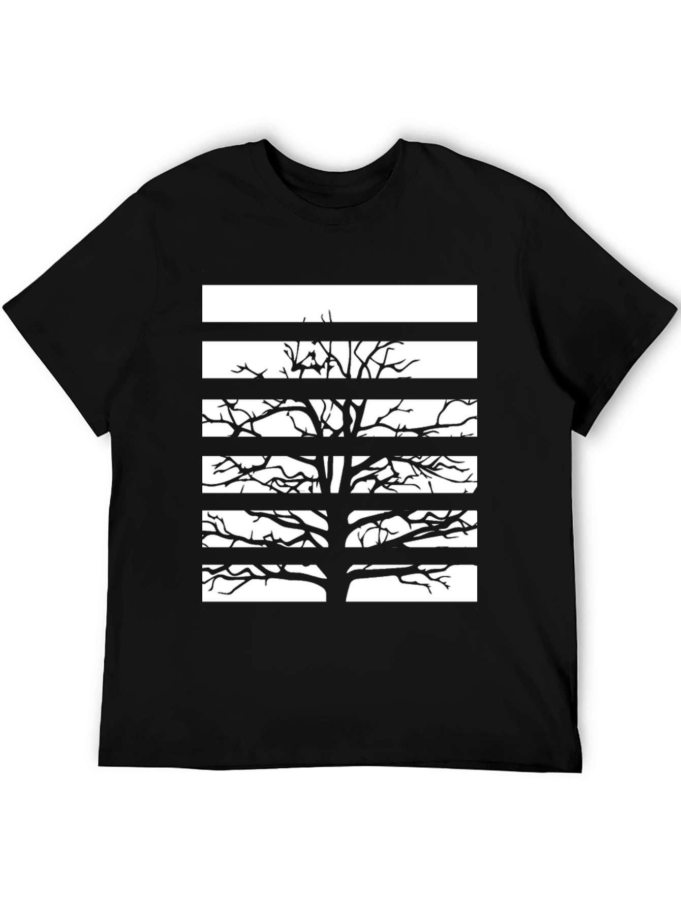 Stripped Tree Graphic Tee - Black