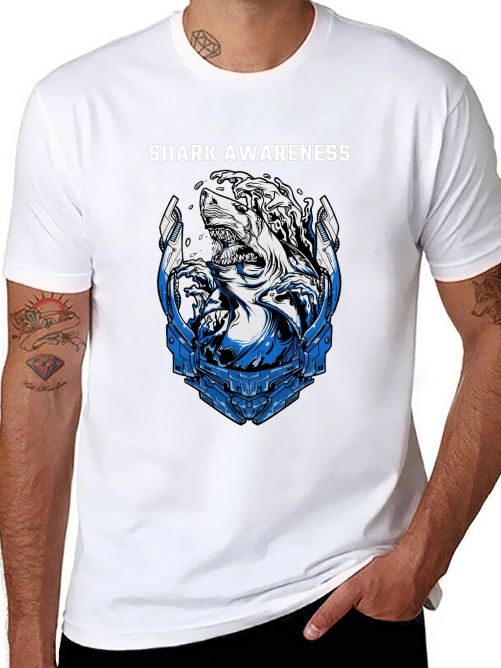 Shark Awareness Graphic T-Shirt - Black