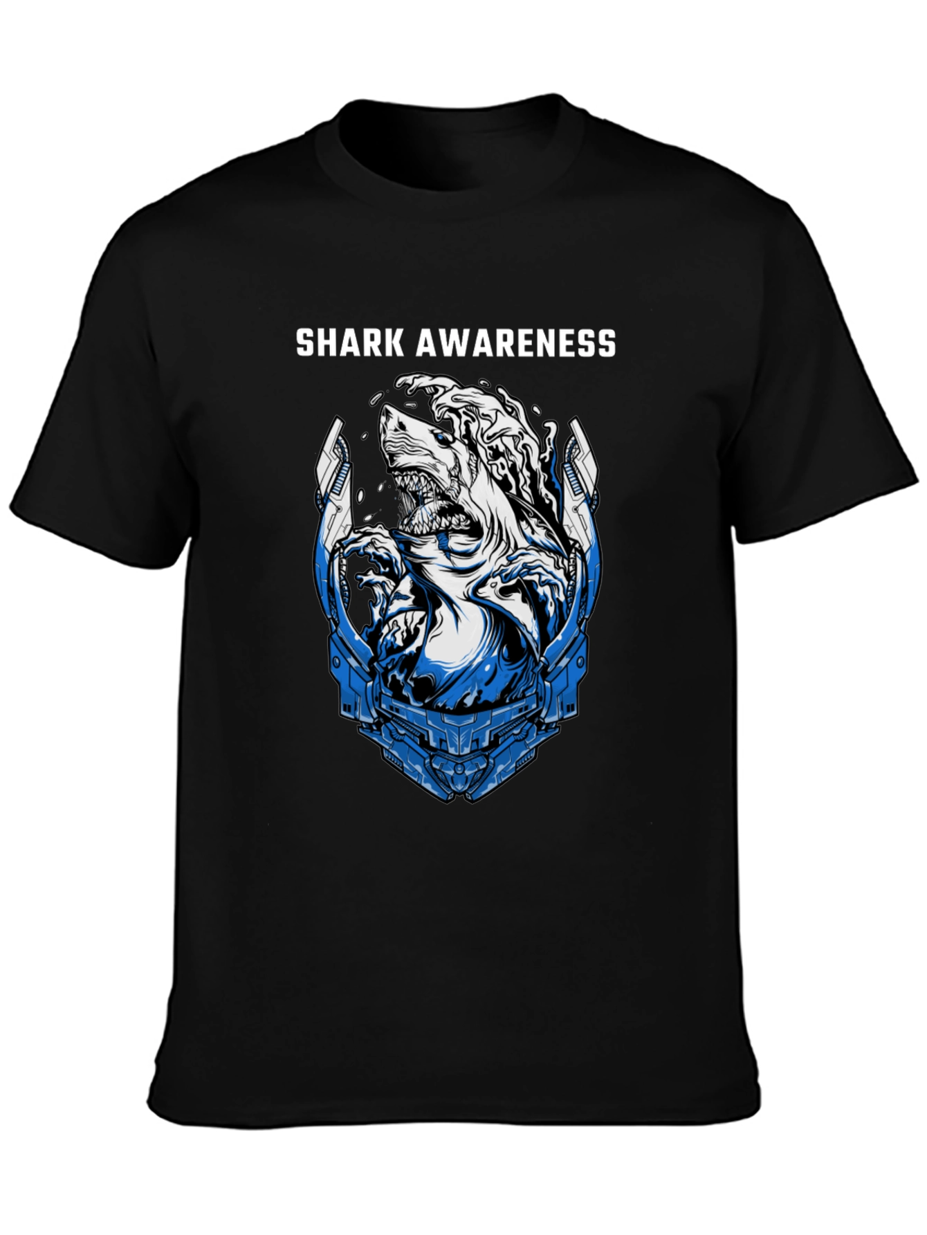 Shark Awareness Graphic T-Shirt - Black