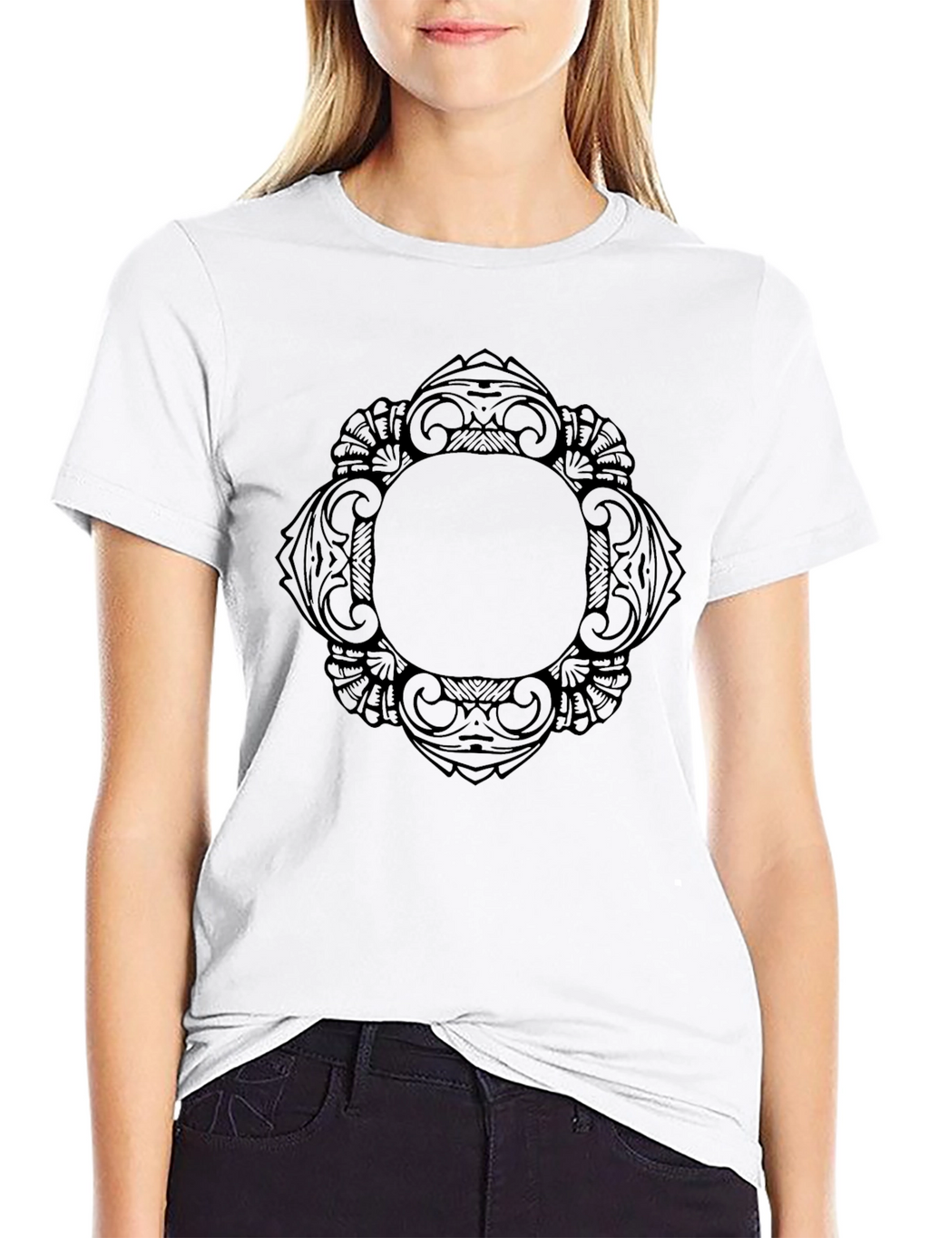 Stylish Black T-Shirt with Intricate Graphic Design