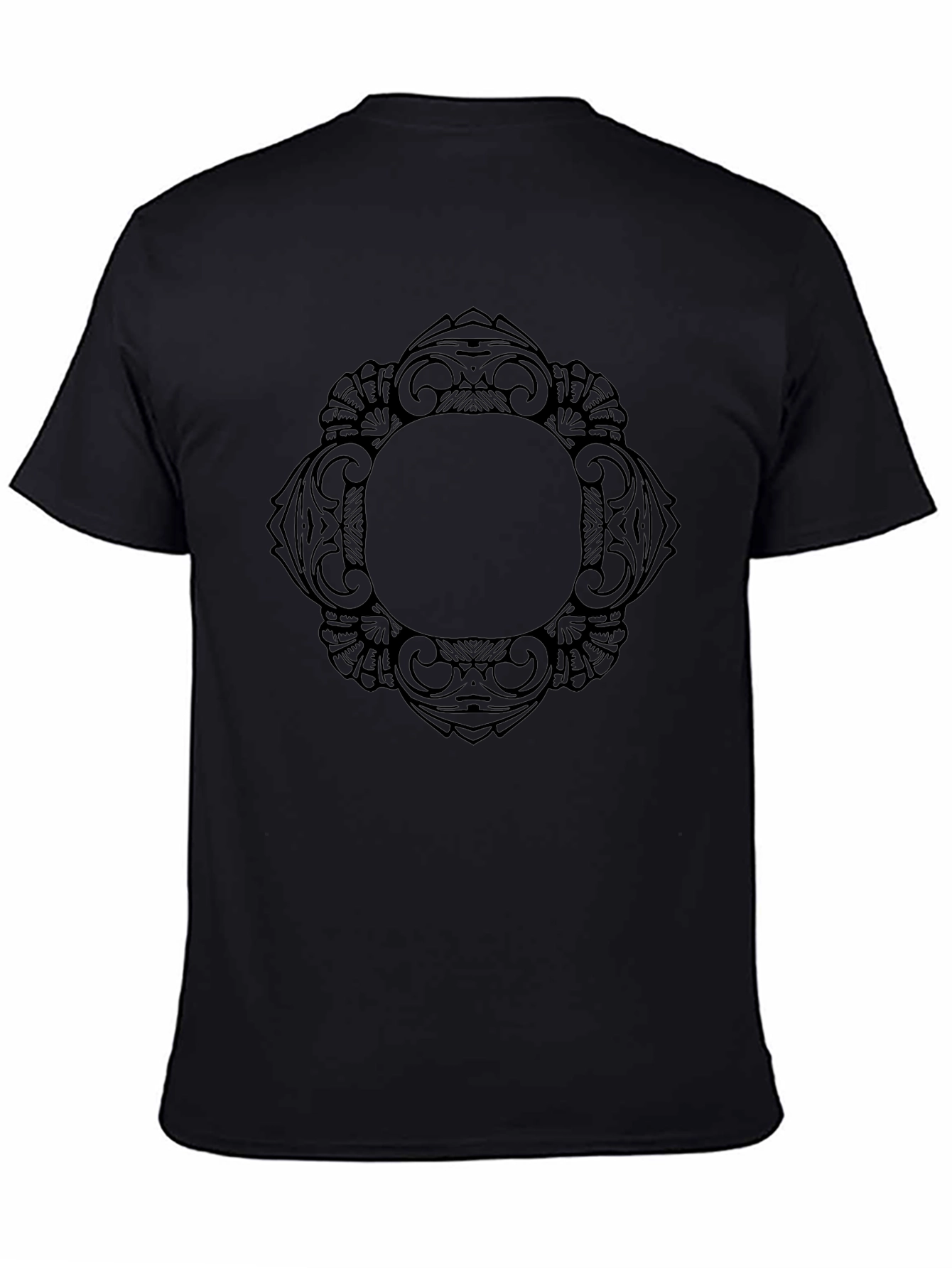Stylish Black T-Shirt with Intricate Graphic Design