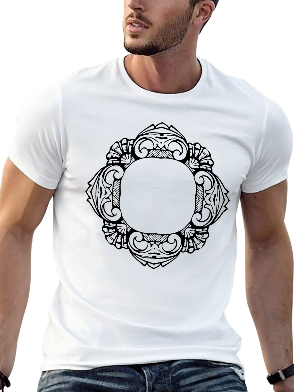 Stylish Black T-Shirt with Intricate Graphic Design