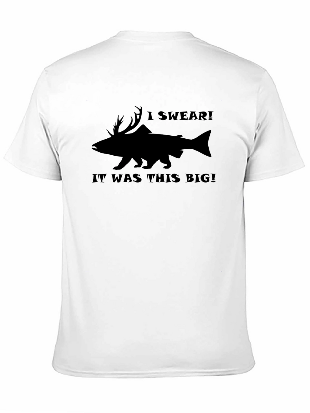 Humorous I Swear Fishing Tale Black T-Shirt