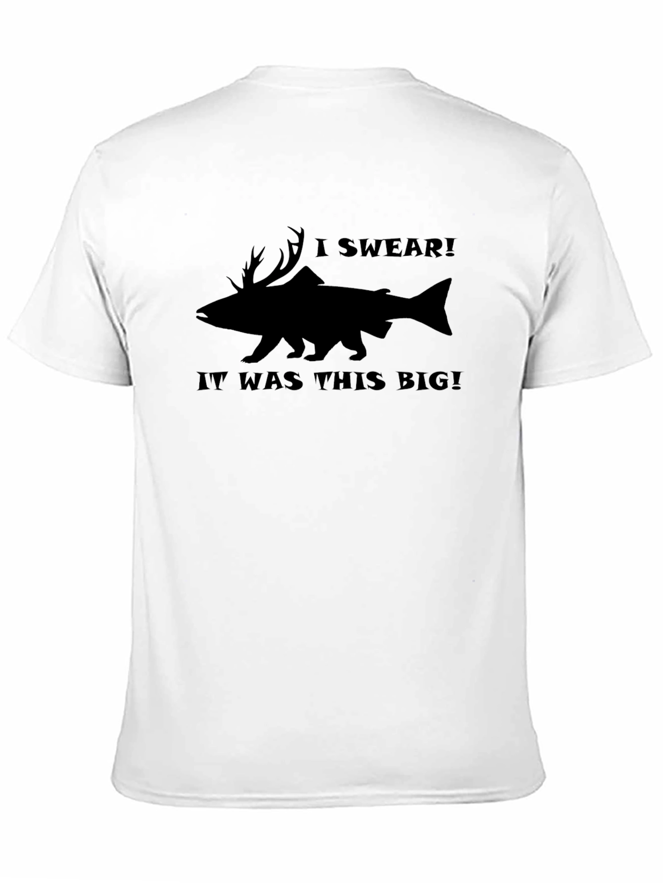 Humorous I Swear Fishing Tale Black T-Shirt