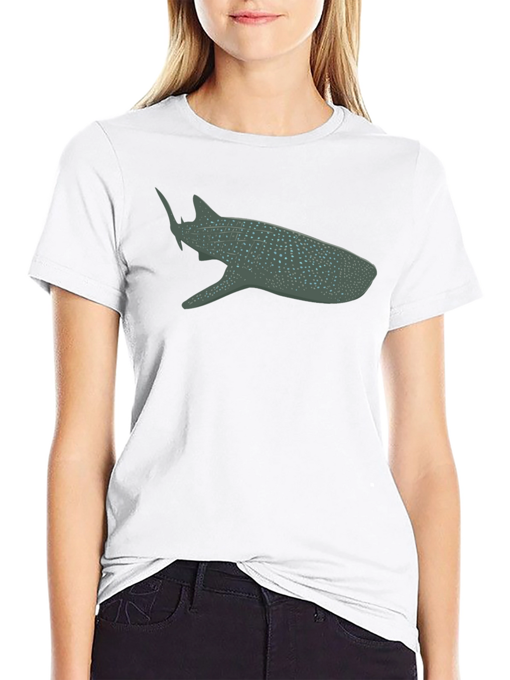 Whale Shark Graphic Tee - Black Cotton Comfort