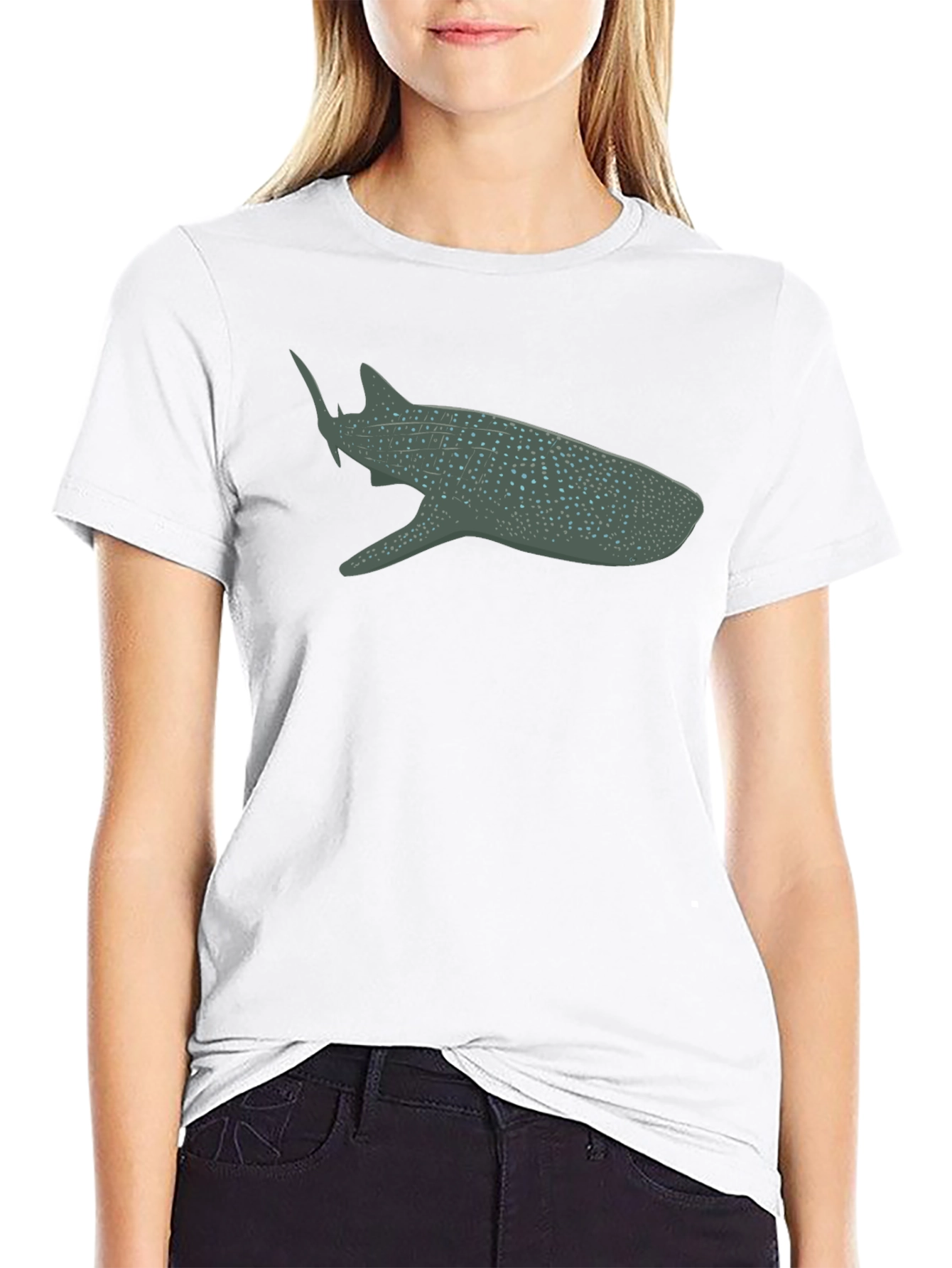 Whale Shark Graphic Tee - Black Cotton Comfort
