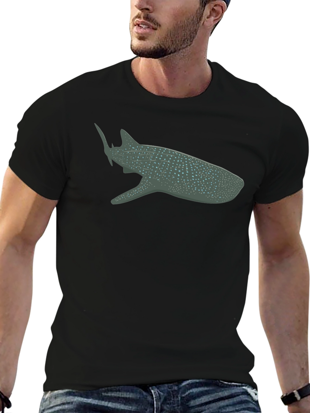 Whale Shark Graphic Tee - Black Cotton Comfort