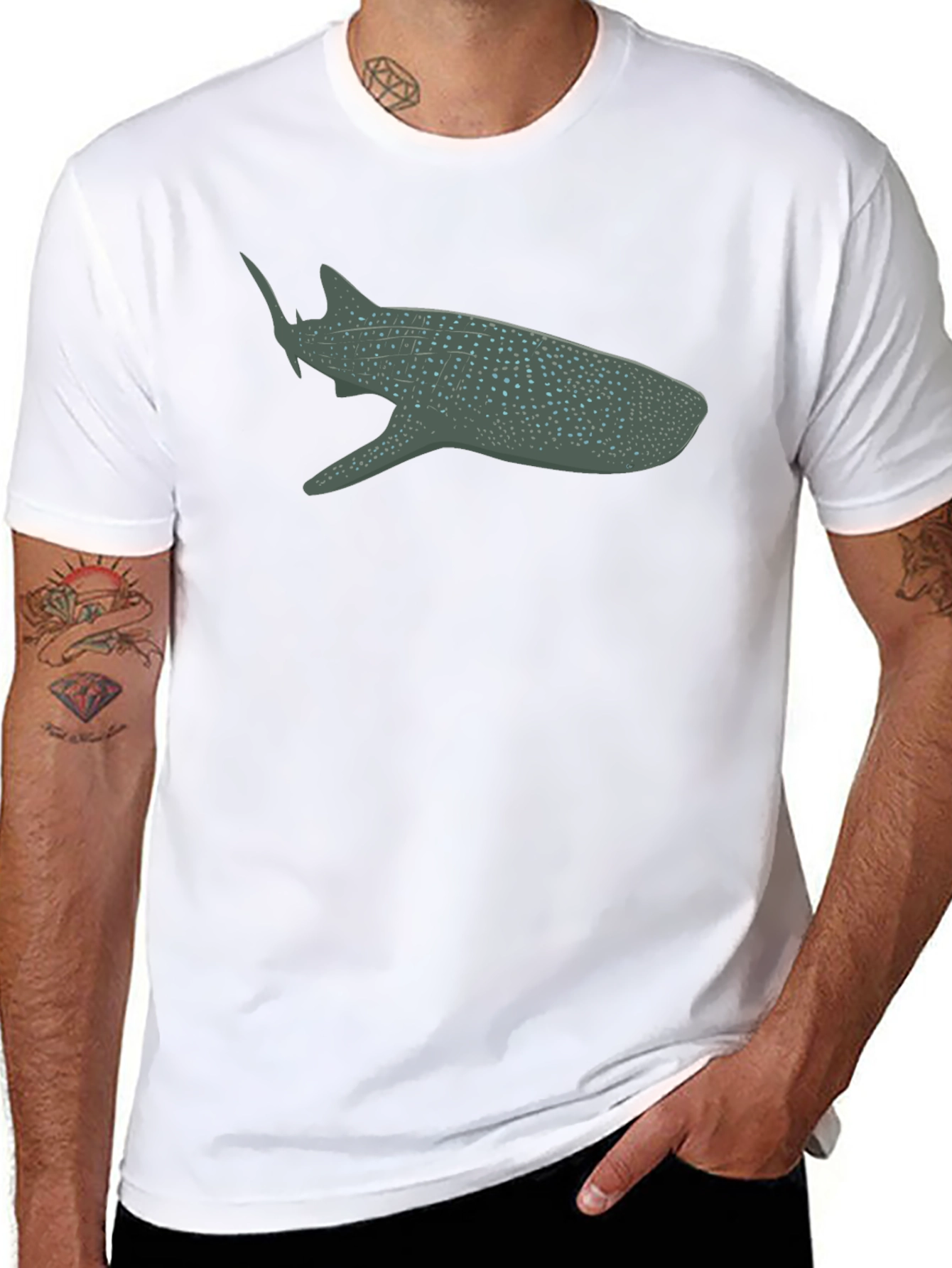 Whale Shark Graphic Tee - Black Cotton Comfort