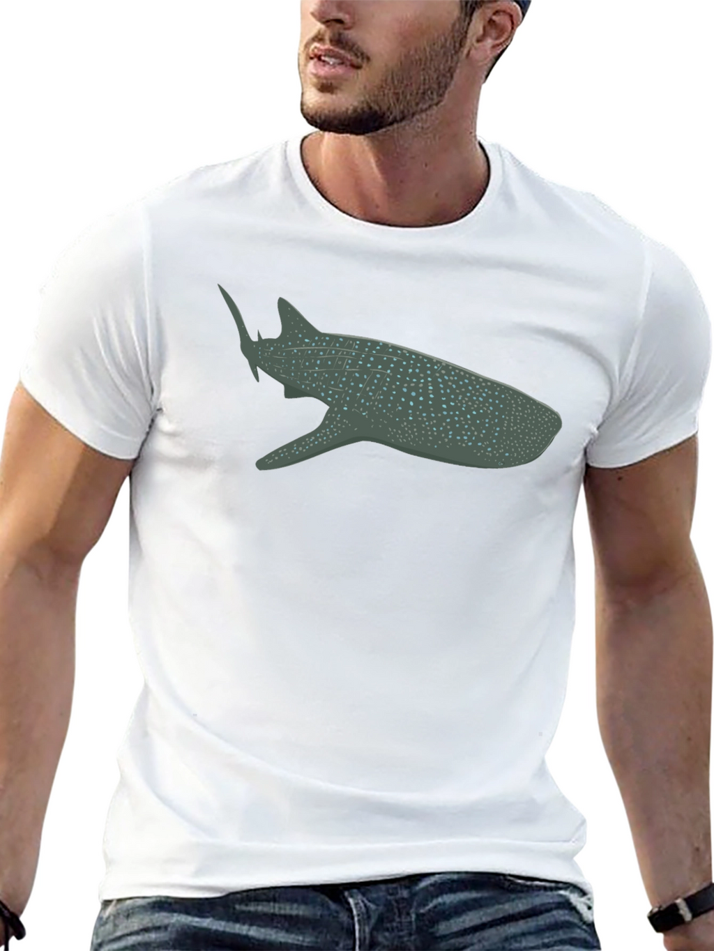 Whale Shark Graphic Tee - Black Cotton Comfort